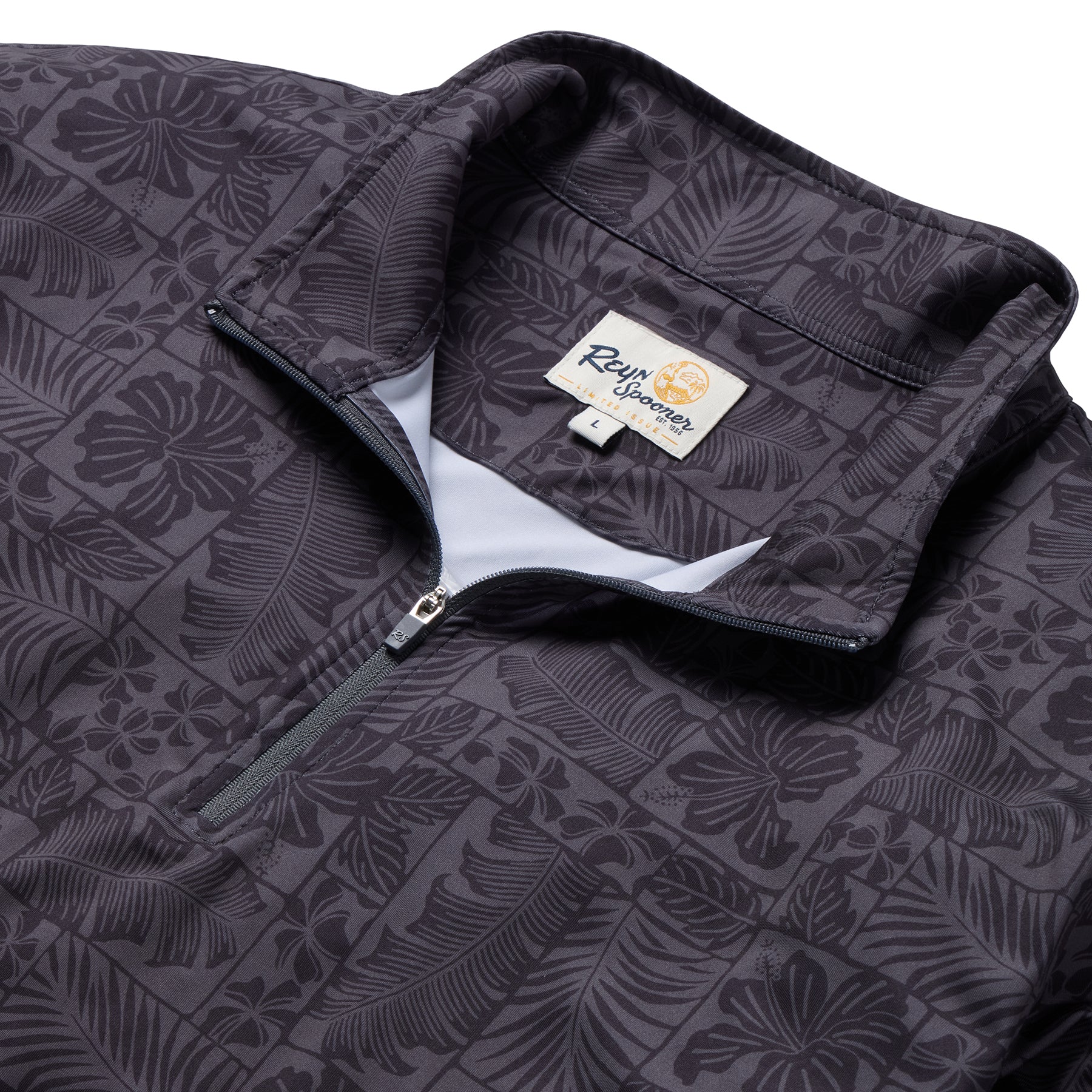 Reyn Spooner FLORAL FRAMES PERFORMANCE QUARTER ZIP in CHARCOAL