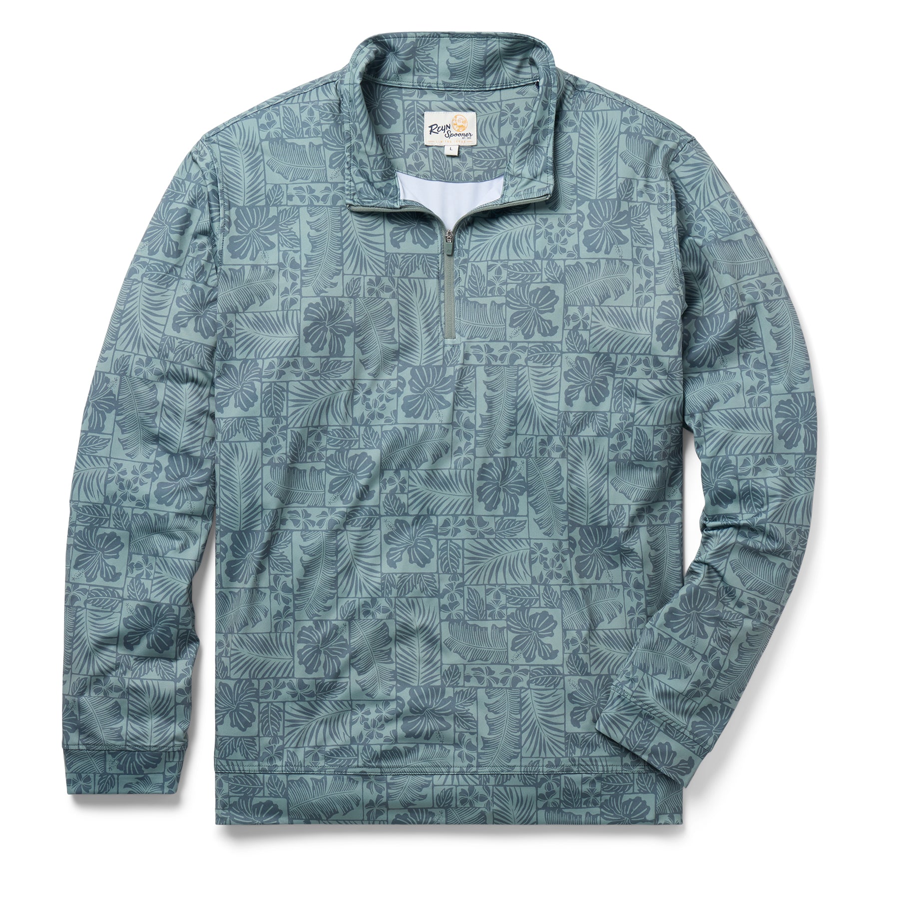 Reyn Spooner FLORAL FRAMES PERFORMANCE QUARTER ZIP in OLIVE