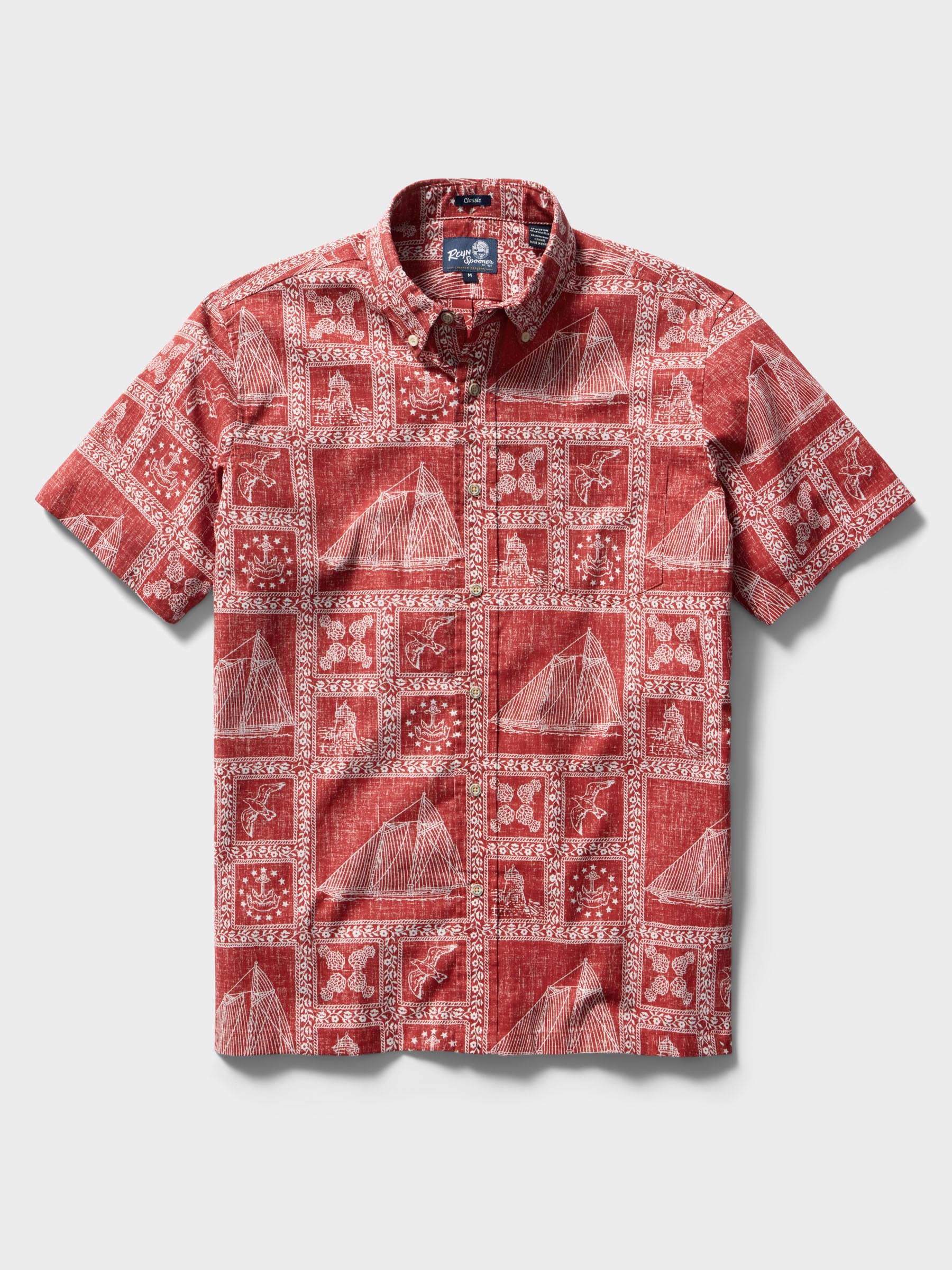 Reyn Spooner NEWPORT SAILOR BUTTON FRONT in RED