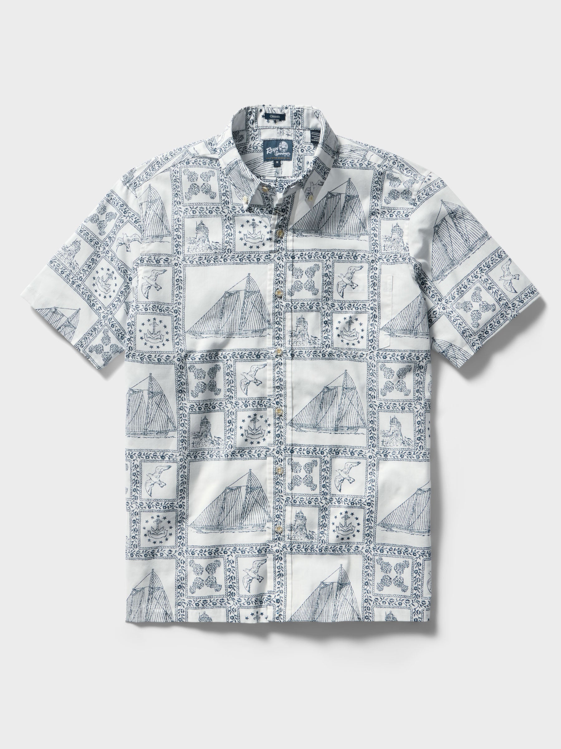 Reyn Spooner NEWPORT SAILOR BUTTON FRONT in WHITE