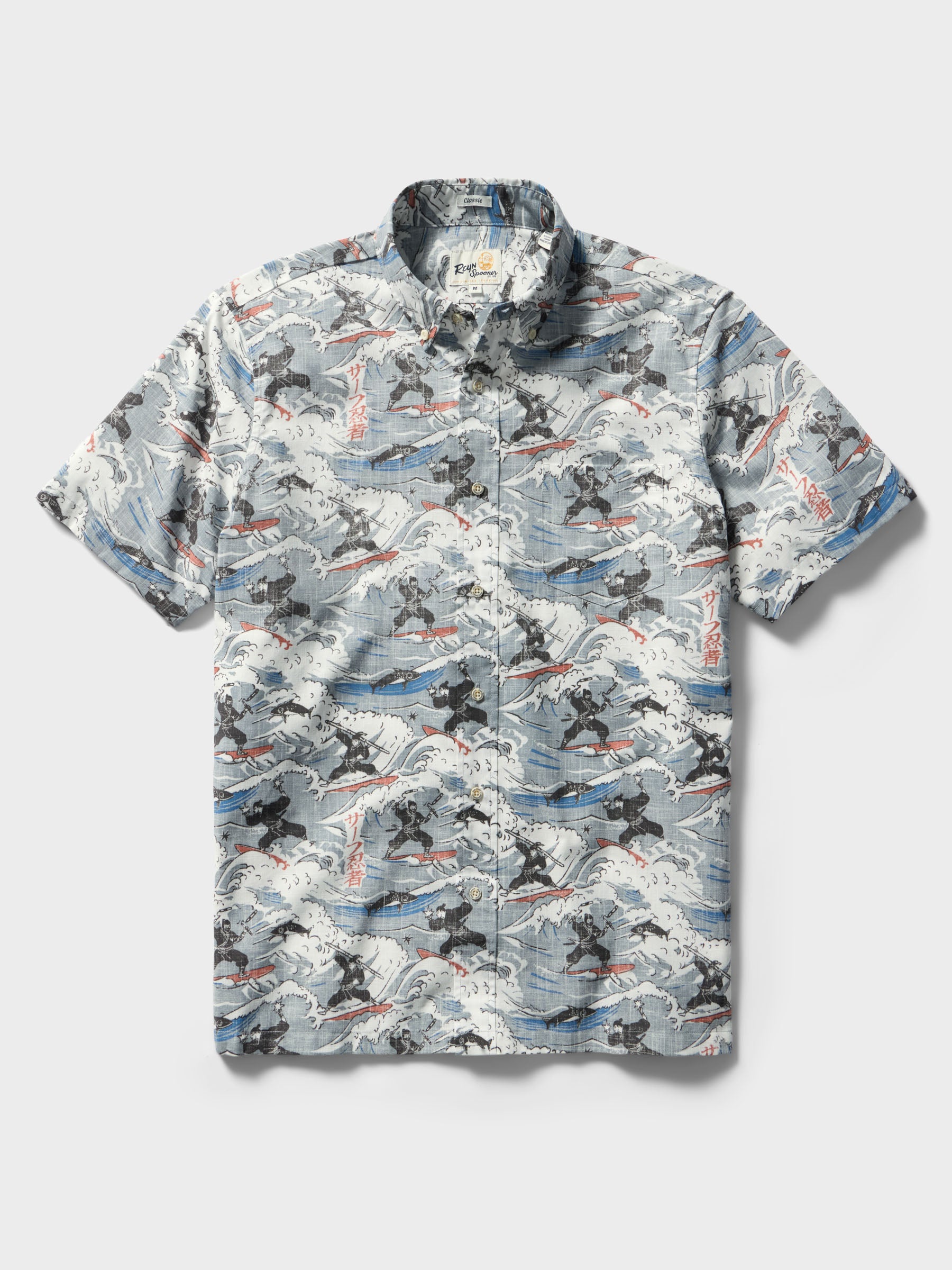Reyn Spooner SURF NINJAS BUTTON FRONT in STORM GRAY