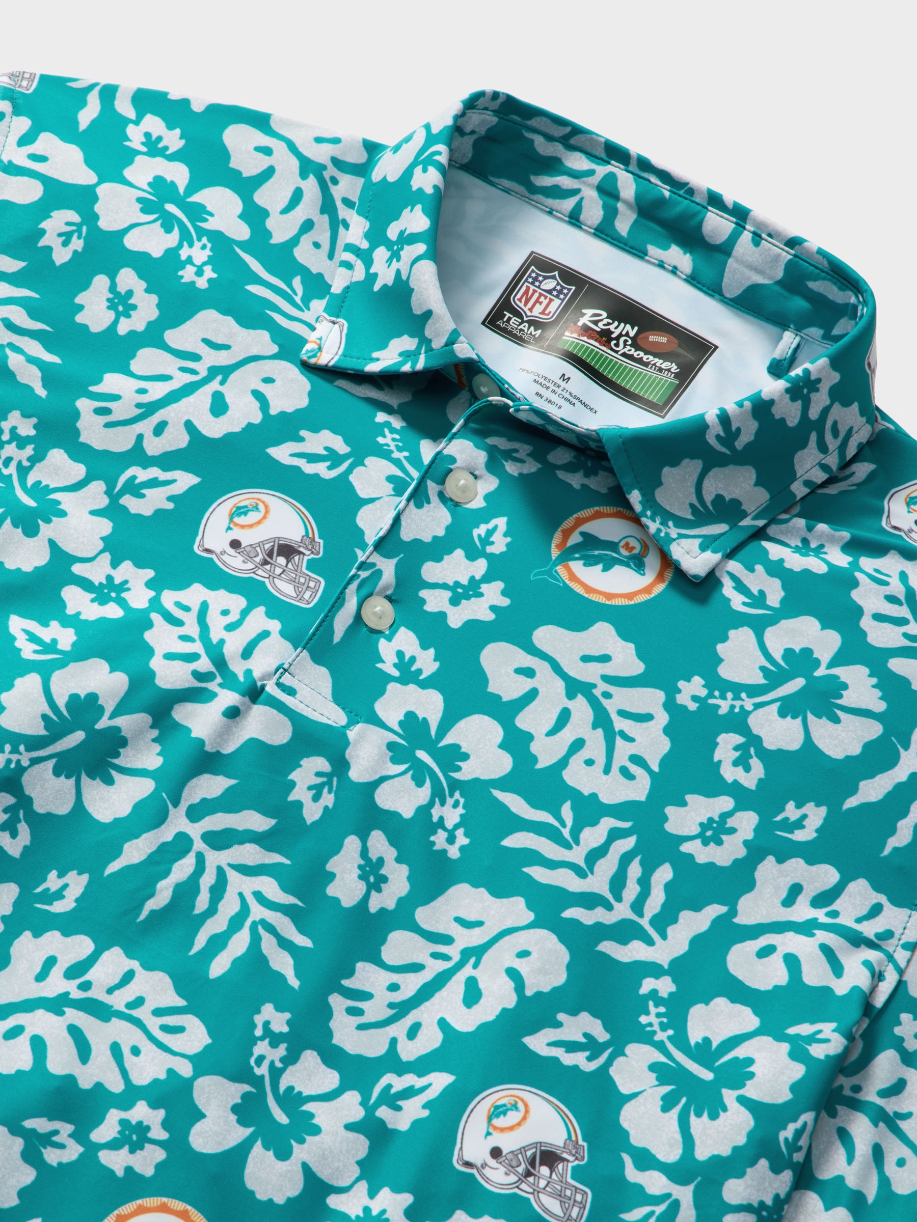 Reyn Spooner MIAMI DOLPHINS THROWBACK PERFORMANCE POLO in AQUA