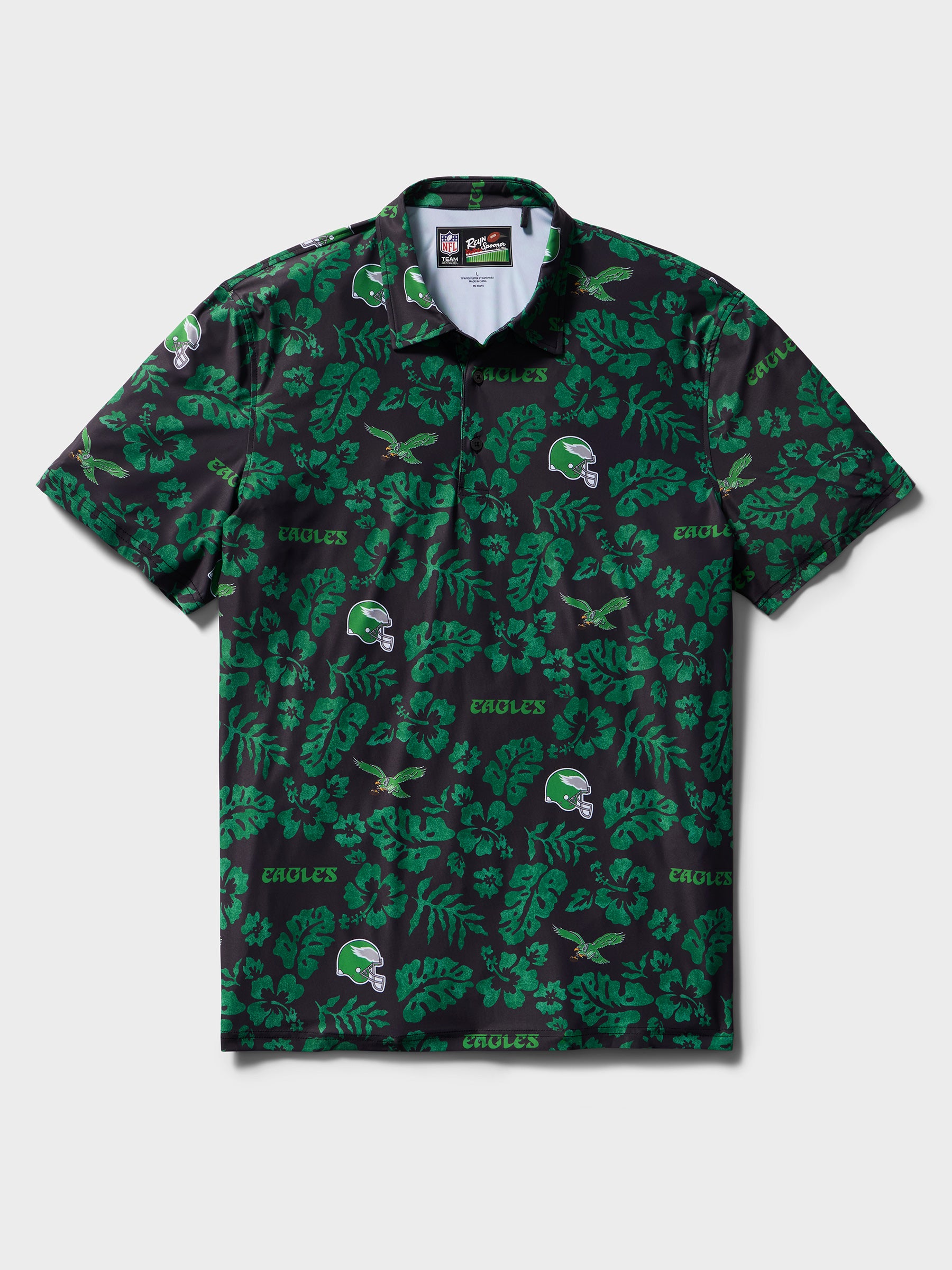 Reyn Spooner PHILADELPHIA EAGLES THROWBACK PERFORMANCE POLO in BLACK