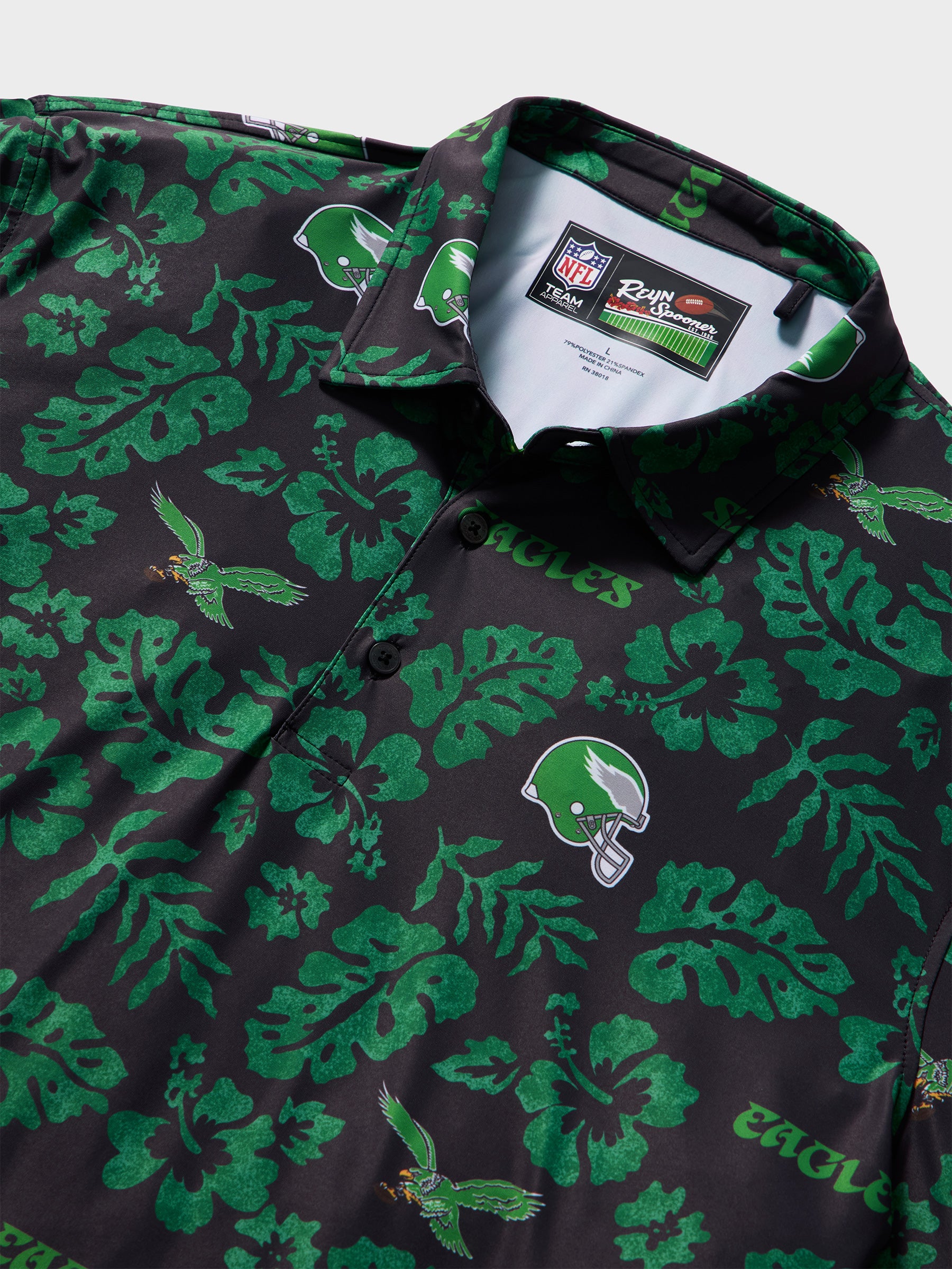 Reyn Spooner PHILADELPHIA EAGLES THROWBACK PERFORMANCE POLO in BLACK