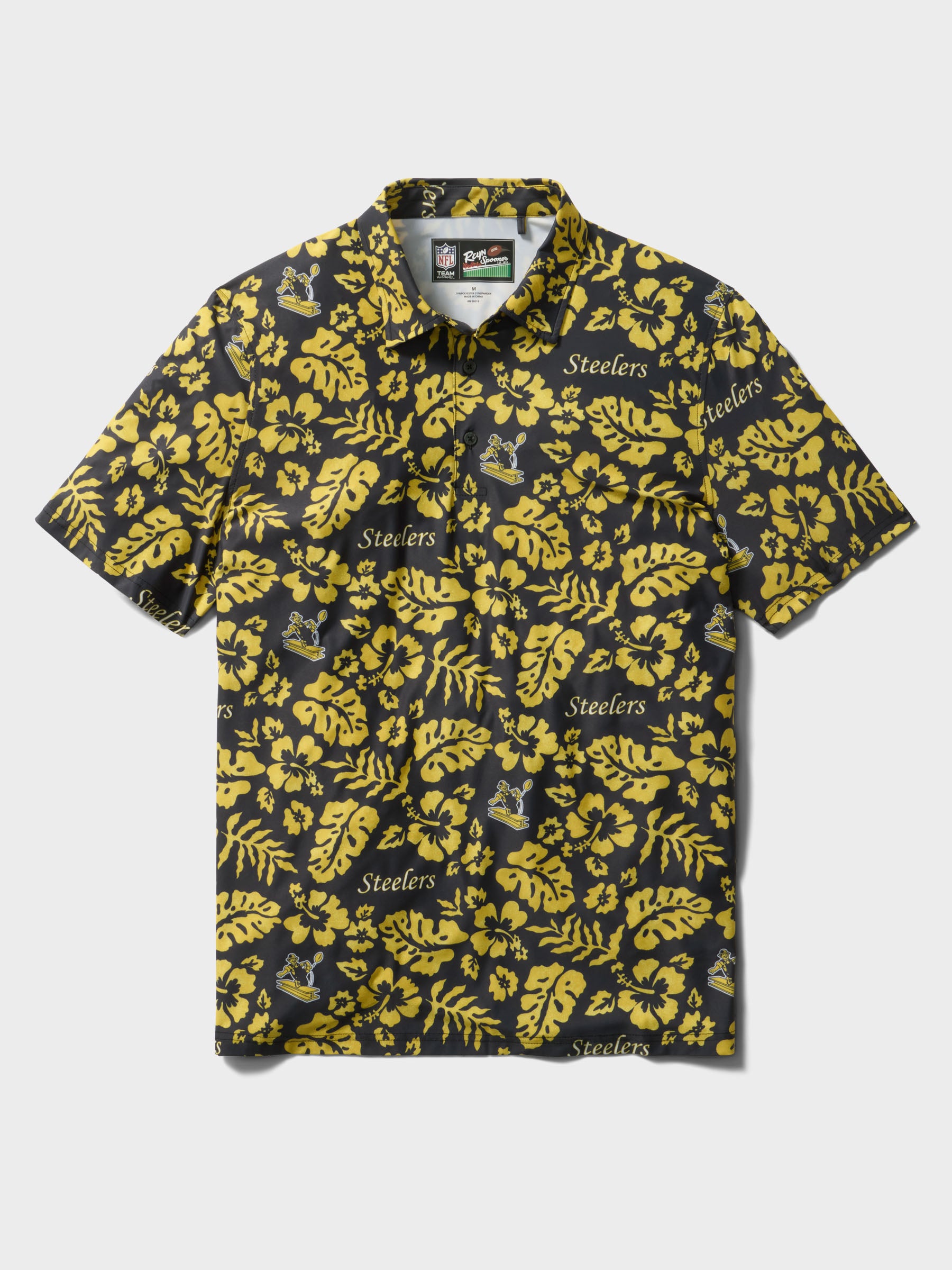 Reyn Spooner PITTSBURGH STEELERS THROWBACK PERFORMANCE POLO in BLACK