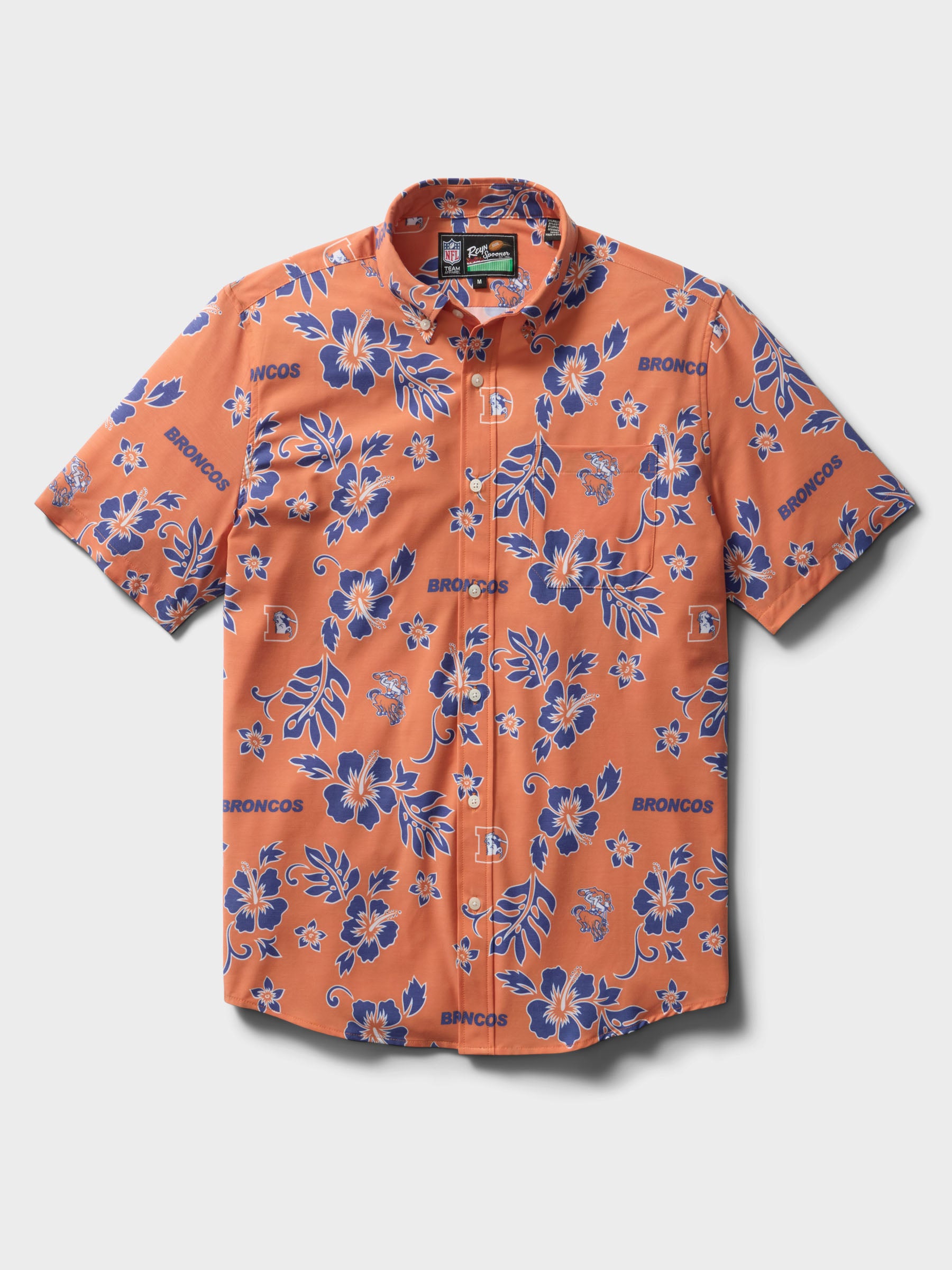Reyn Spooner DENVER BRONCOS THROWBACK PERFORMANCE ALOHA SHIRT in ORANGE