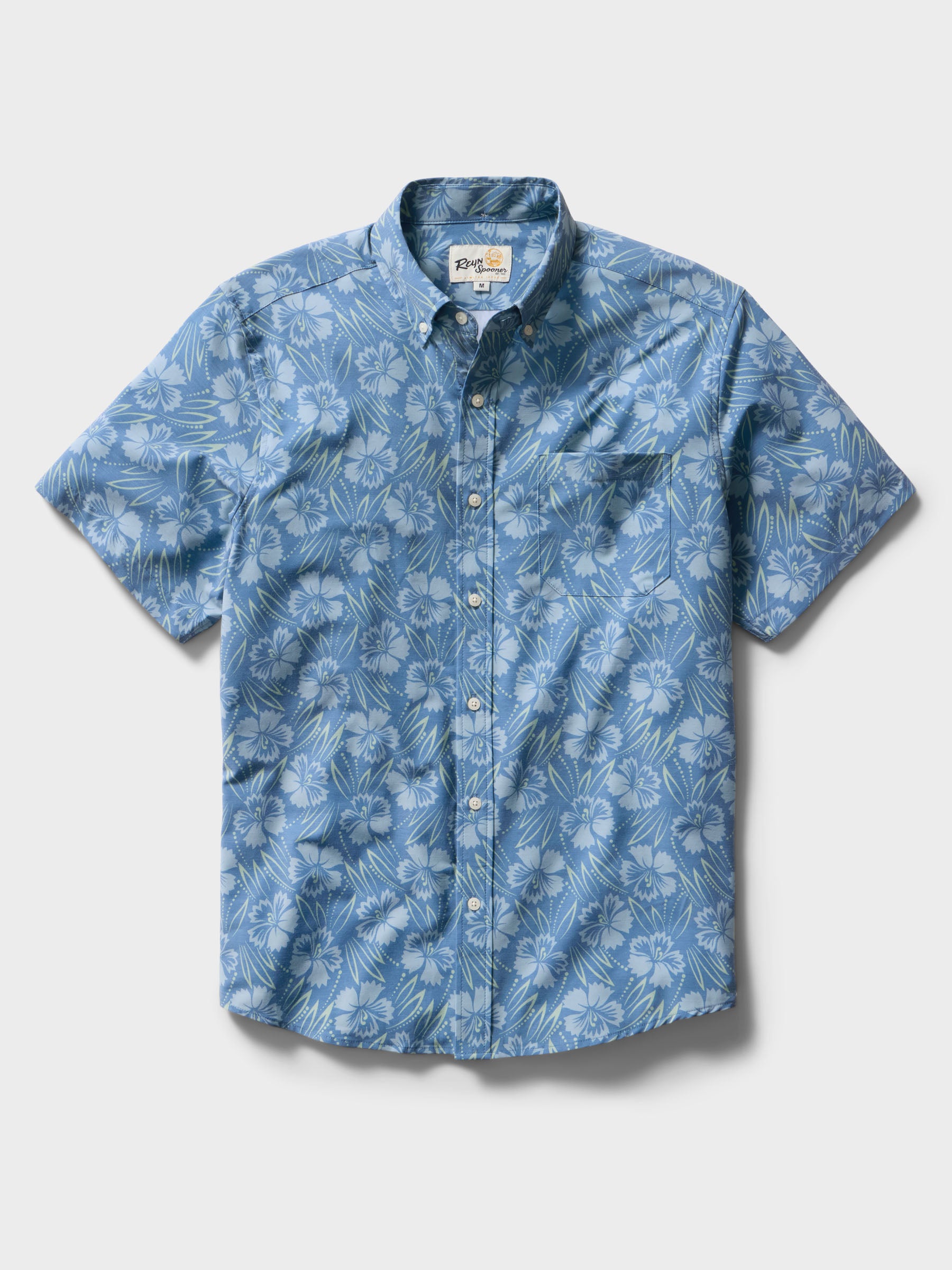 Reyn Spooner BLOSSOM HARMONY PERFORMANCE ALOHA SHIRT in MOONLIGHT BLUE