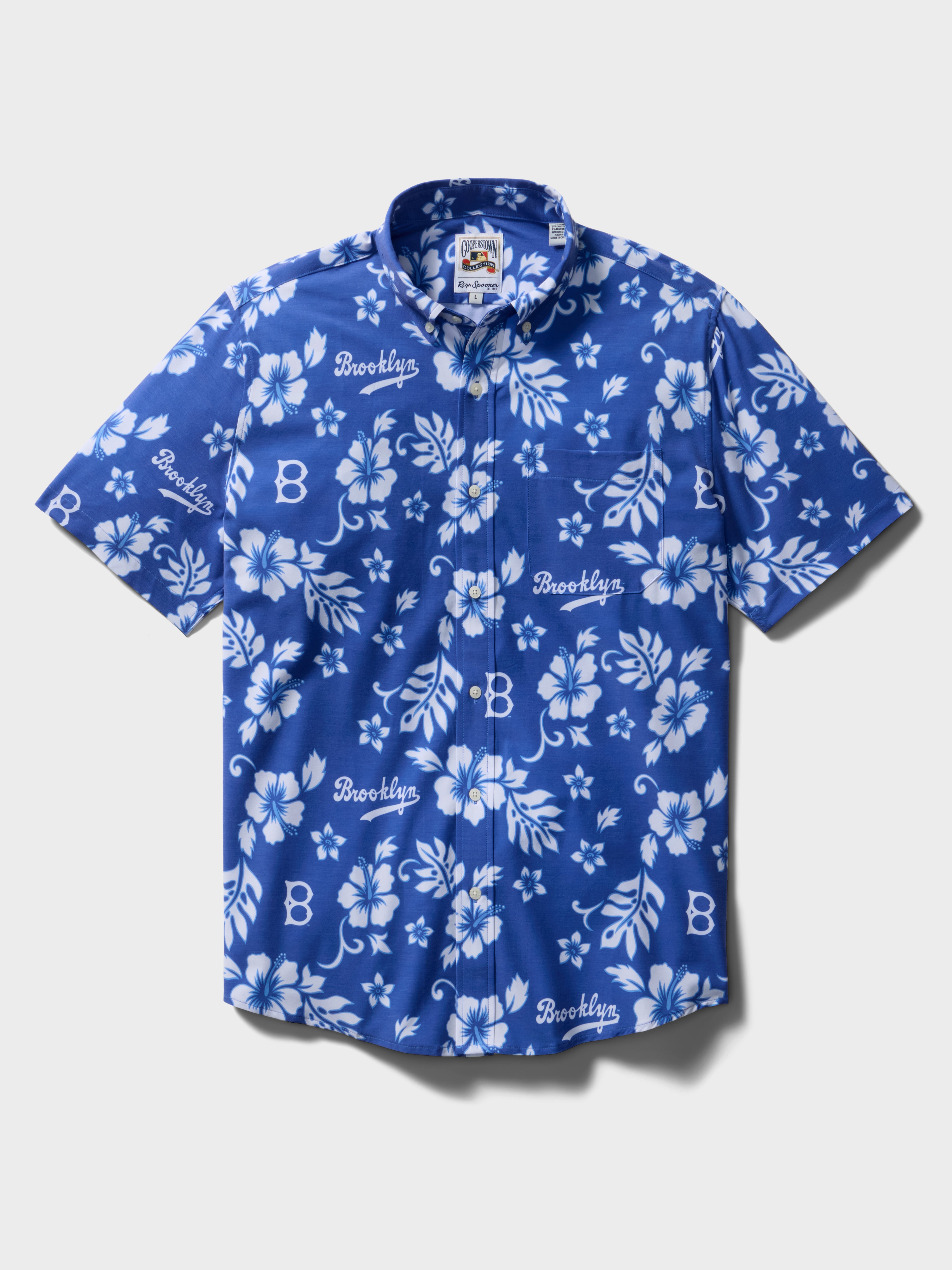 Reyn Spooner MLB® BROOKLYN DODGERS COOPERSTOWN PERFORMANCE ALOHA SHIRT in BLUE