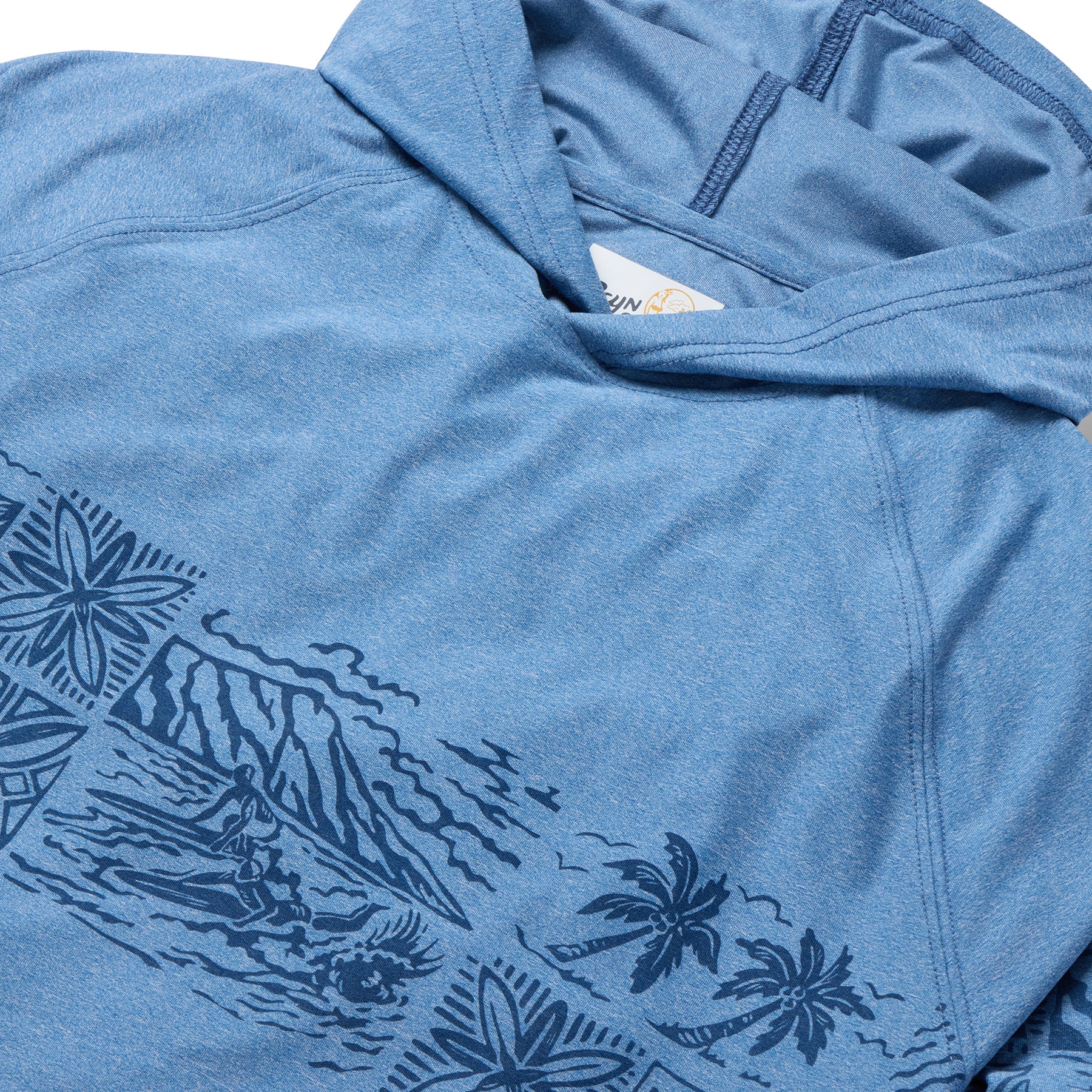 Reyn Spooner NALU TAPA PERFORMANCE HOODIE in MID BLUE