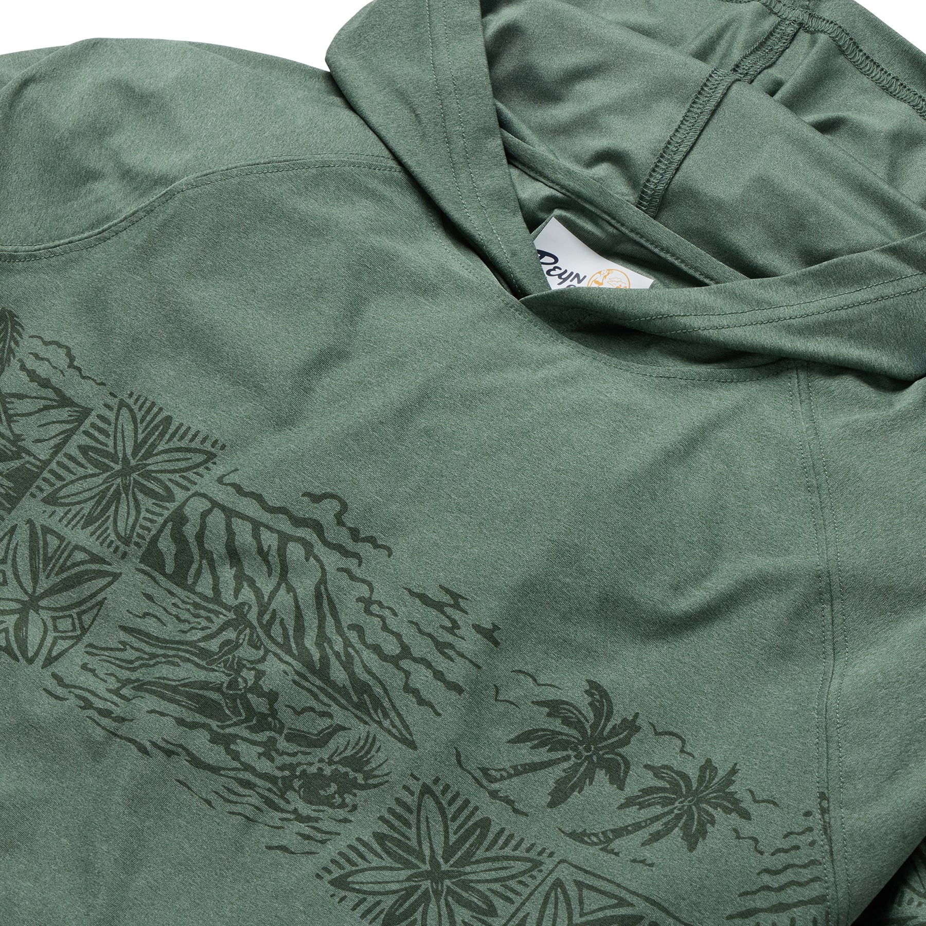Reyn Spooner NALU TAPA PERFORMANCE HOODIE in OLIVE