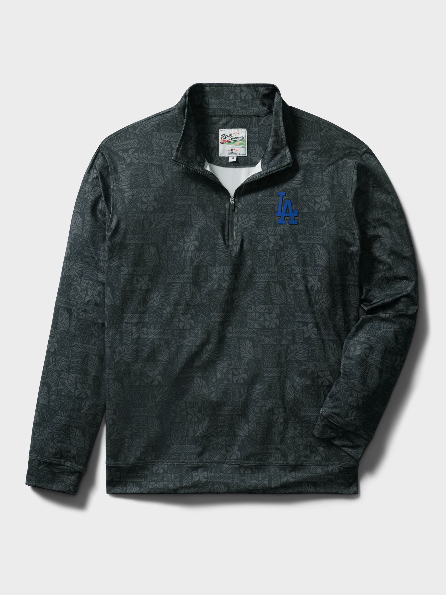 Reyn Spooner MLB® LOS ANGELES DODGERS QUARTER ZIP in SOUTH PACIFIC TAPA - BLACK