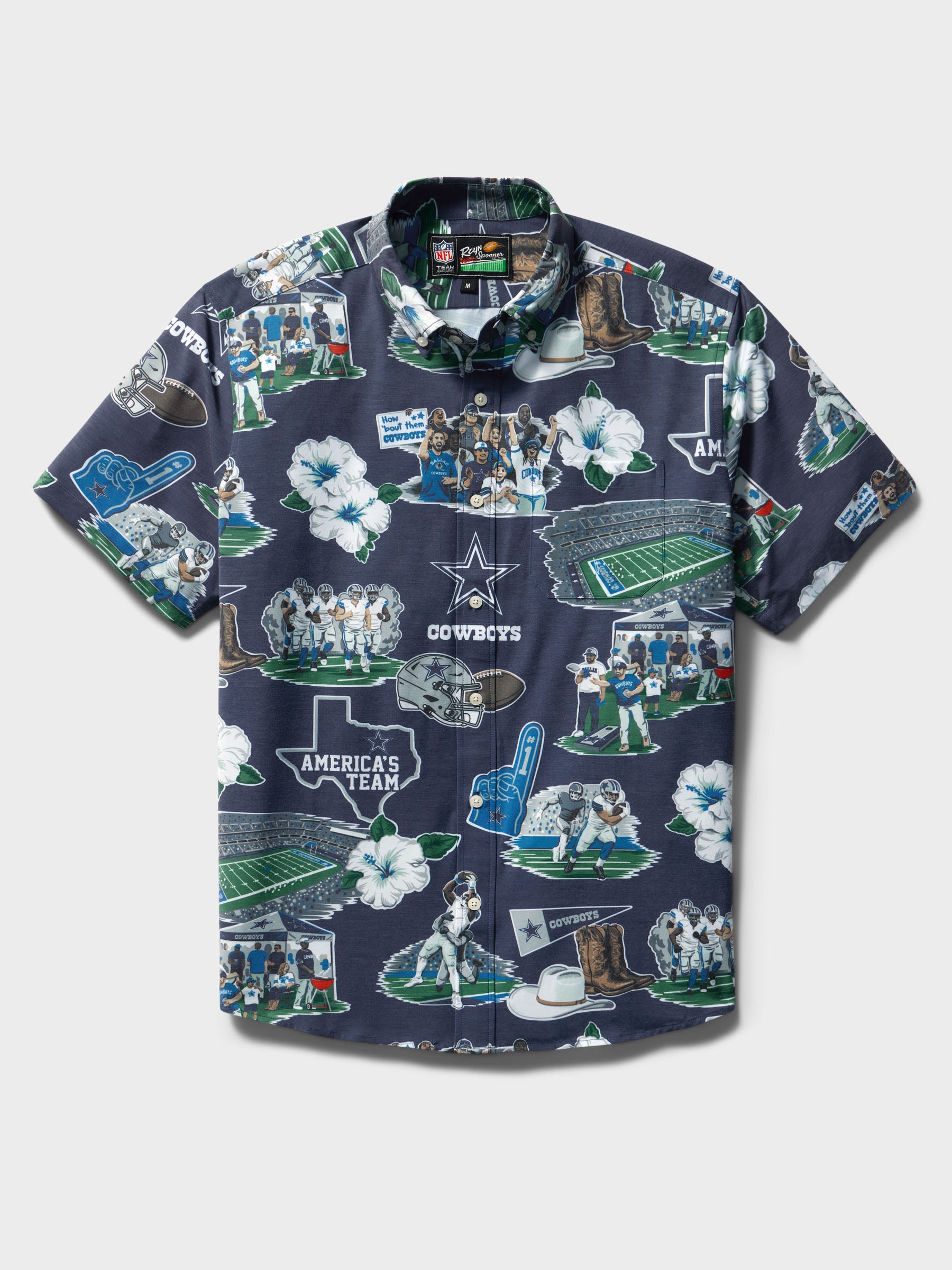 Reyn Spooner DALLAS COWBOYS SCENIC PERFORMANCE ALOHA SHIRT in NAVY