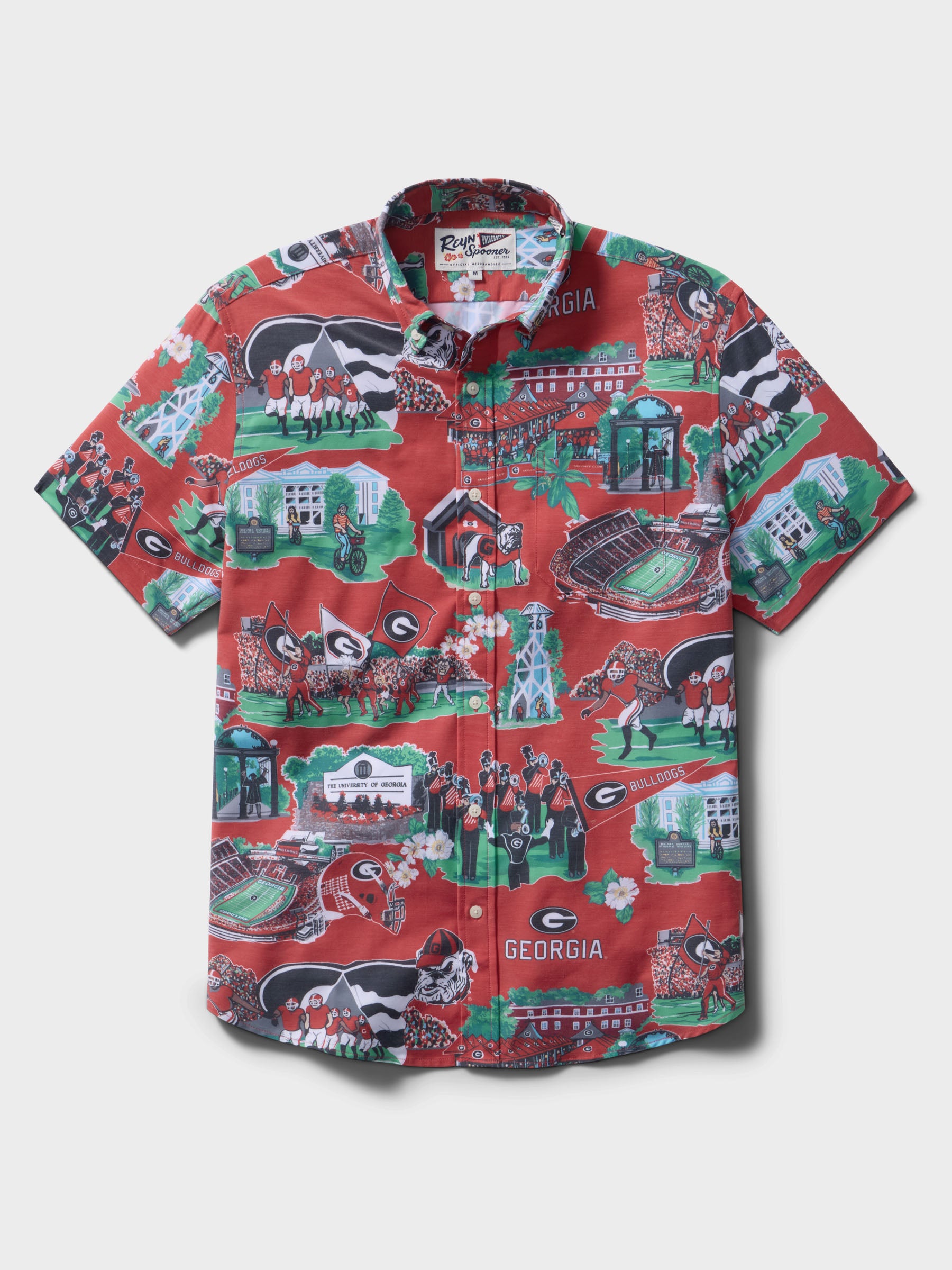 Reyn Spooner UNIVERSITY OF GEORGIA SCENIC PERFORMANCE ALOHA SHIRT in RED