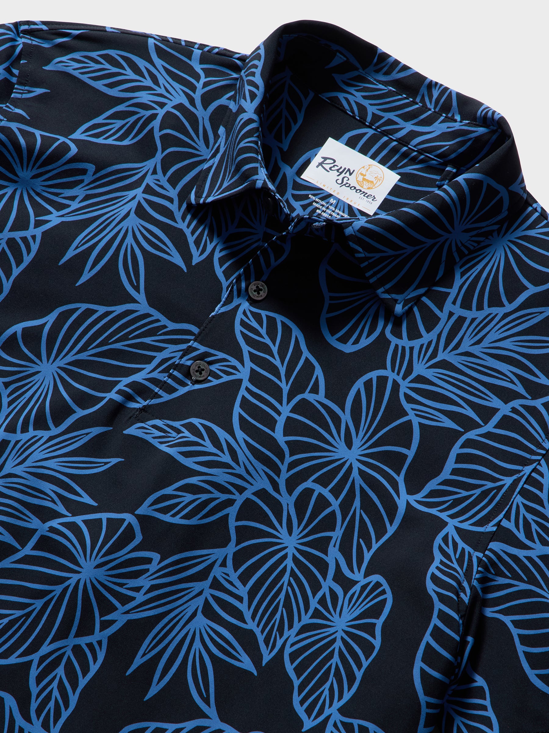 Reyn Spooner KALO LEAF PERFORMANCE POLO in BLACK
