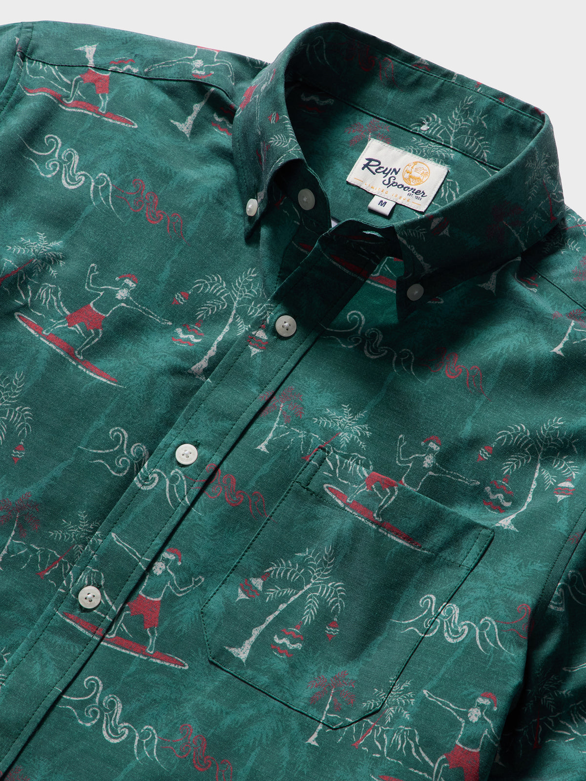 Reyn Spooner SURFIN' SANTA PERFORMANCE ALOHA SHIRT in PINE