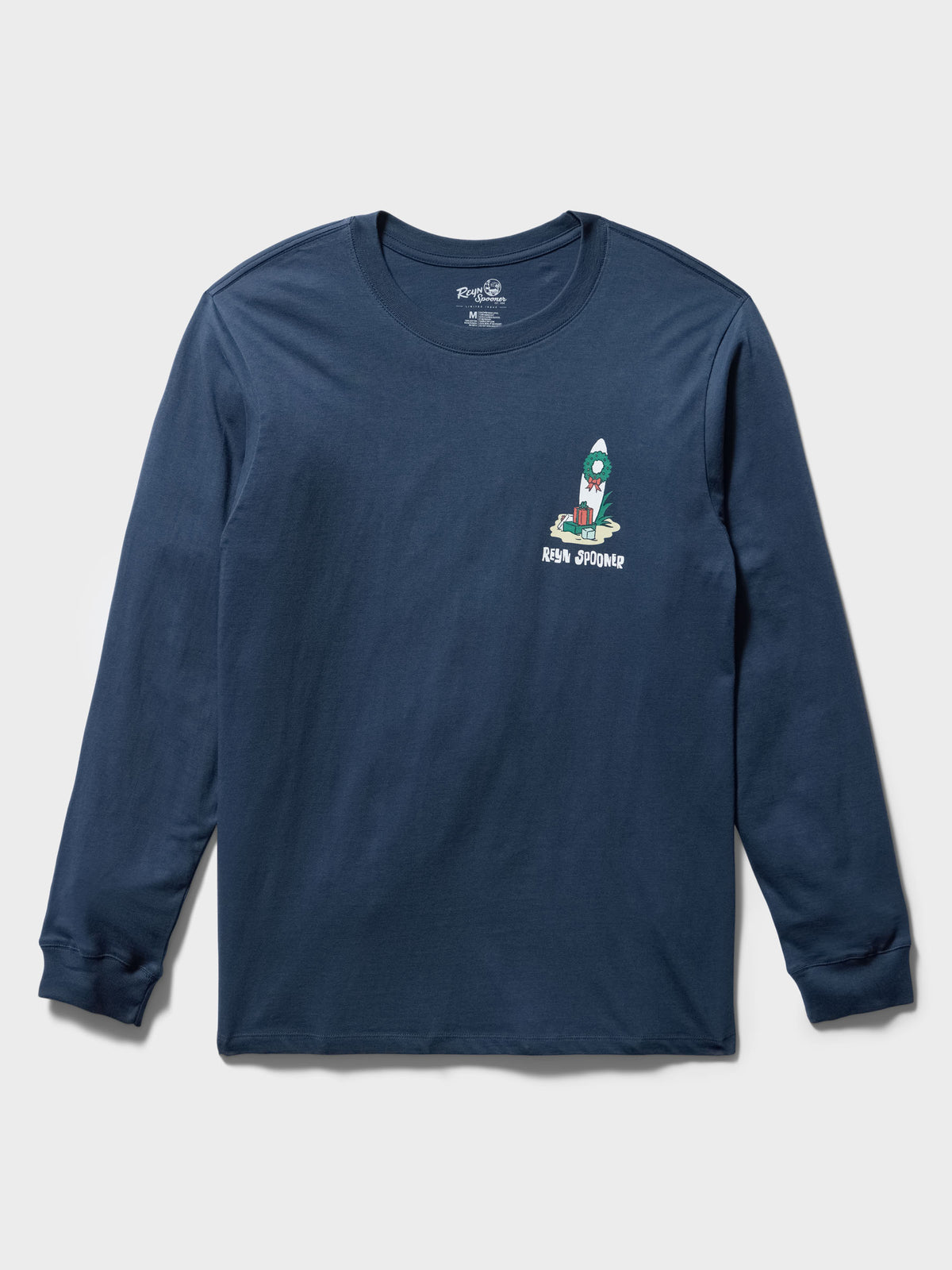 Reyn Spooner SANTA'S ISLAND SHACK LONG SLEEVE GRAPHIC TEE in NAVY