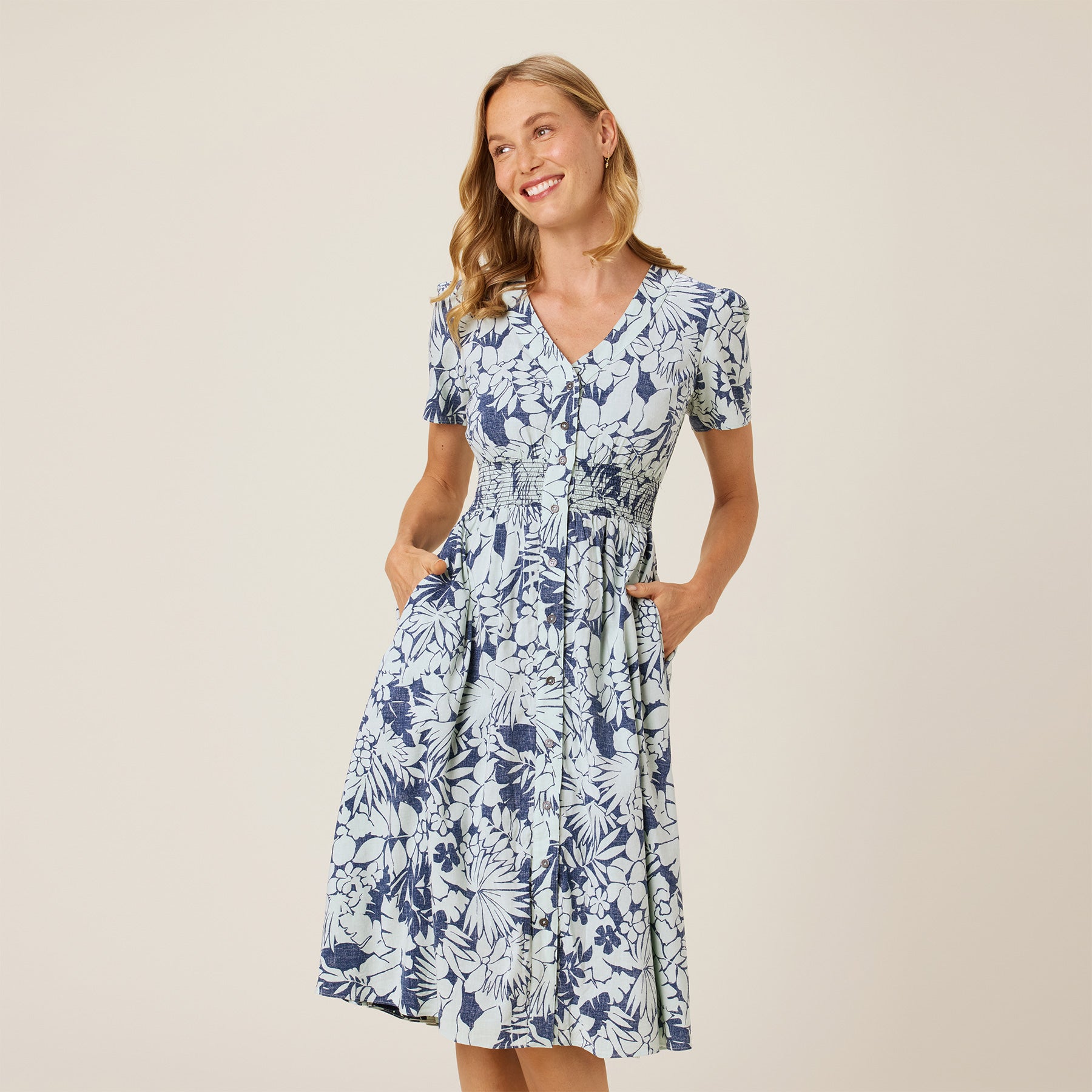 Reyn Spooner MAUNA ULUPO HANNAH DRESS in NAVY