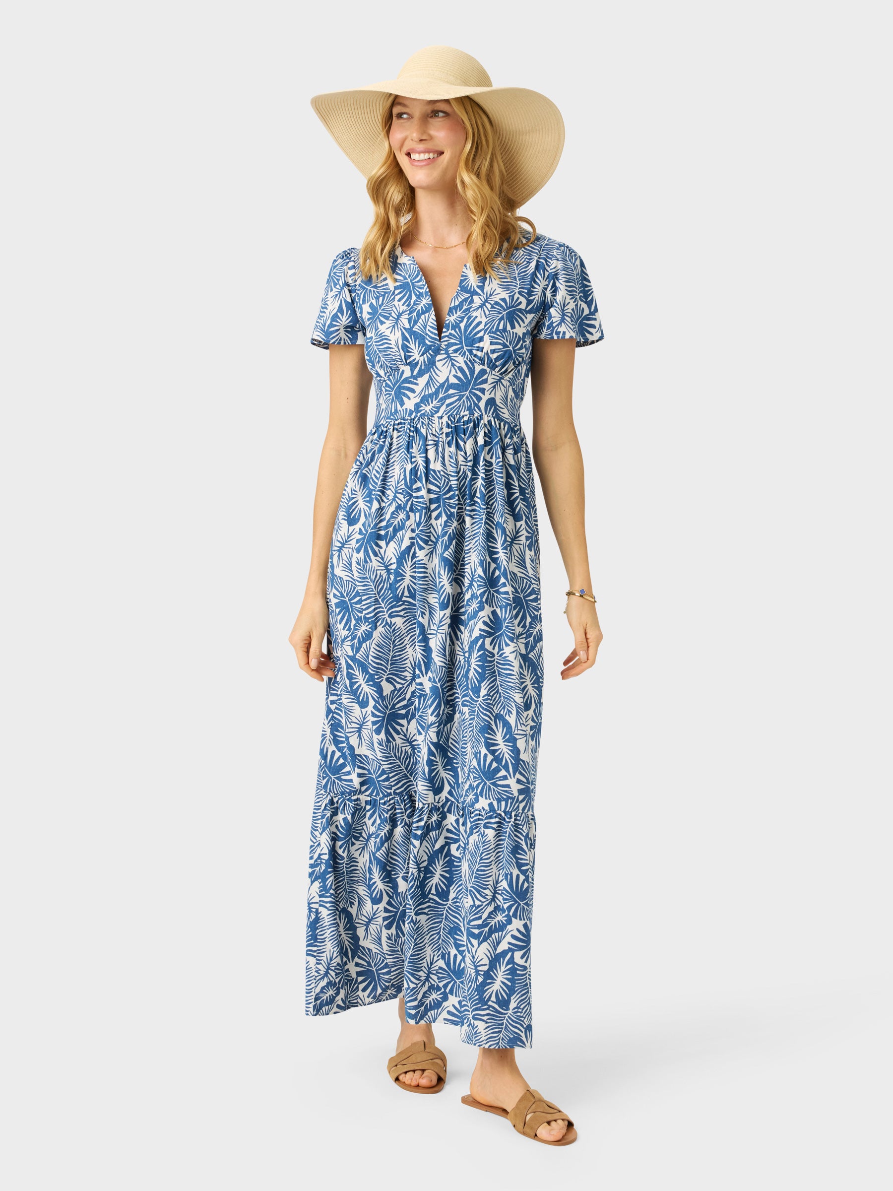 Reyn Spooner MIDNIGHT MONSTERA CAMERON DRESS in NAVY