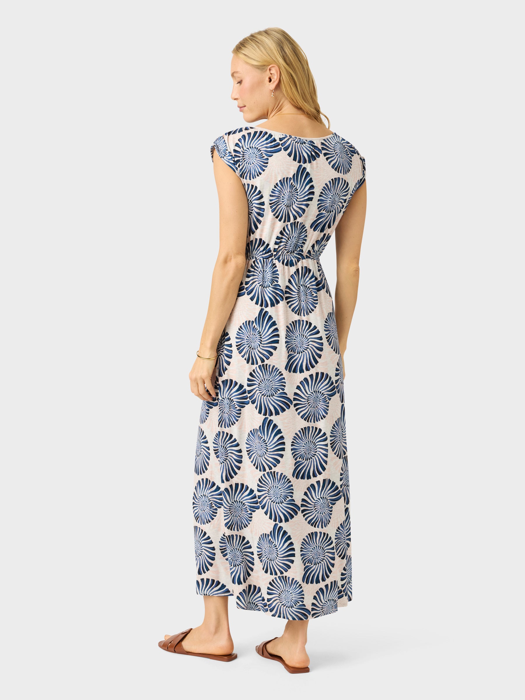 Reyn Spooner NAUTILUS SWIRL ROSY DRESS in OFF WHITE