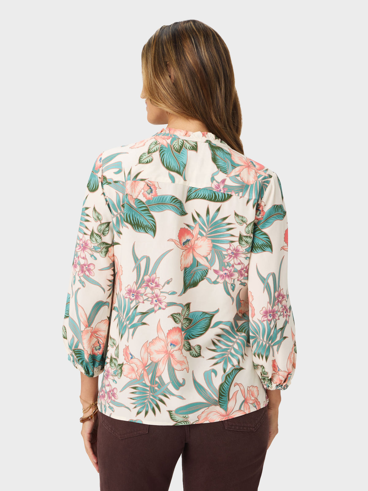 Reyn Spooner ORCHID BLOOM IRIS TOP in OFF WHITE