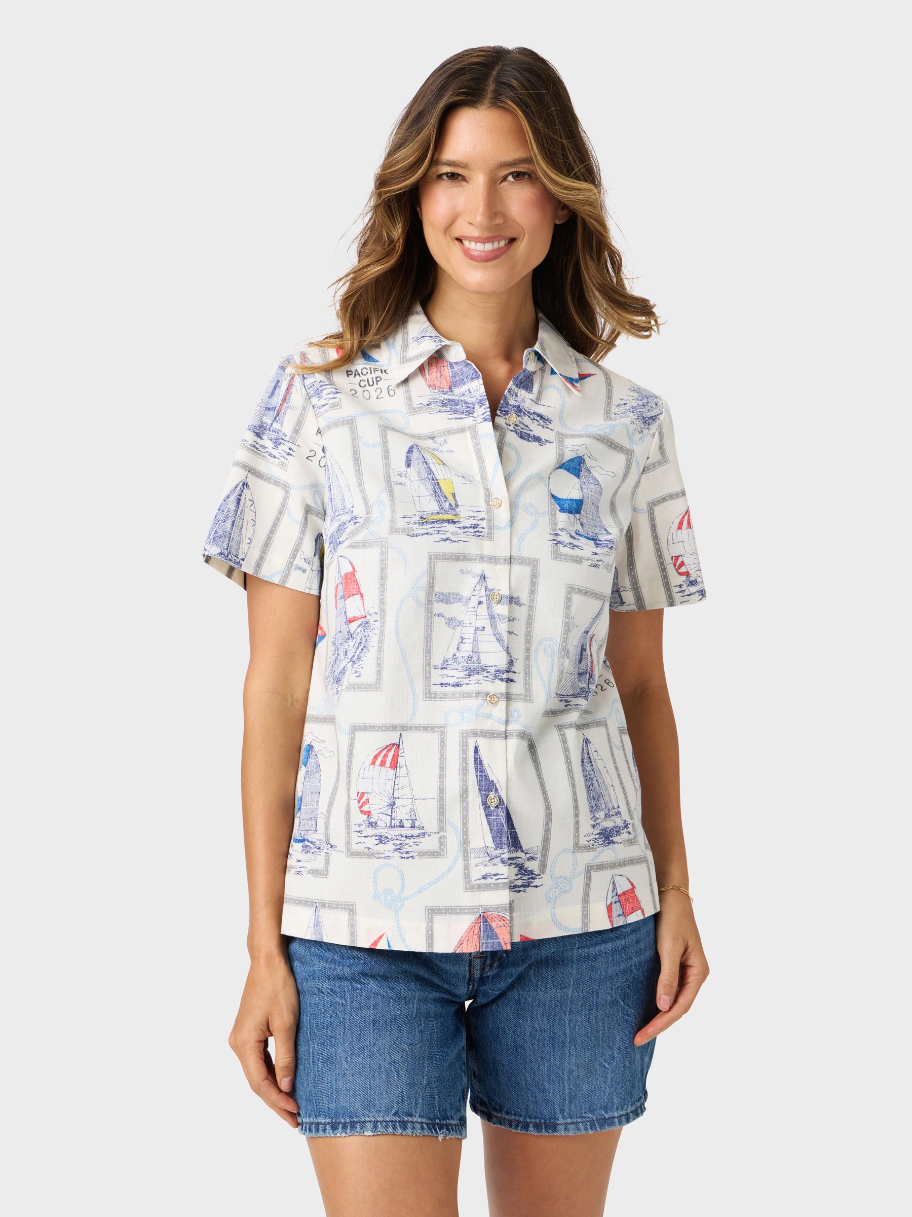 Reyn Spooner PACIFIC CUP 2026 ABBY TOP in IVORY