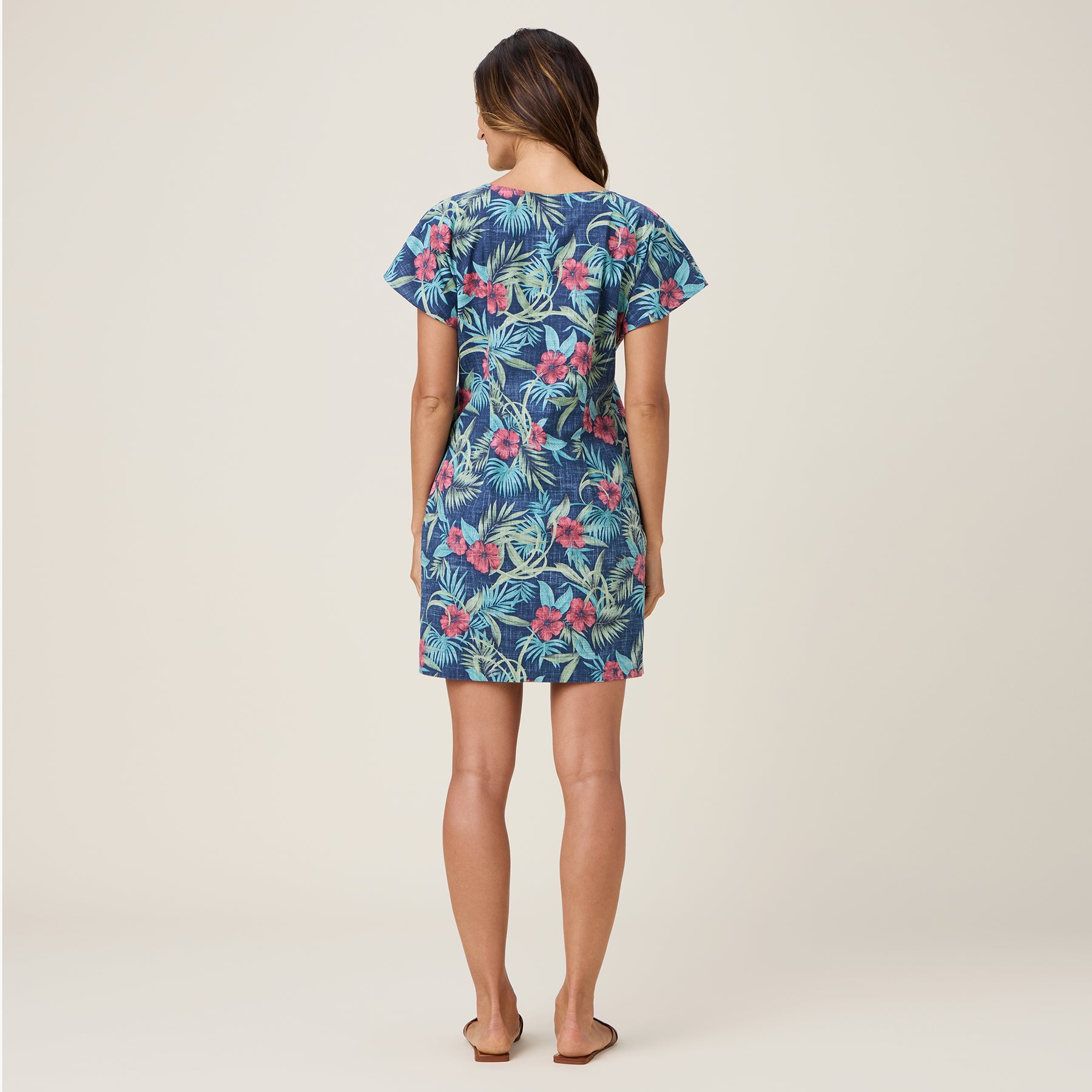 Reyn Spooner PALM FLORAL CATHERINE DRESS in NAVY