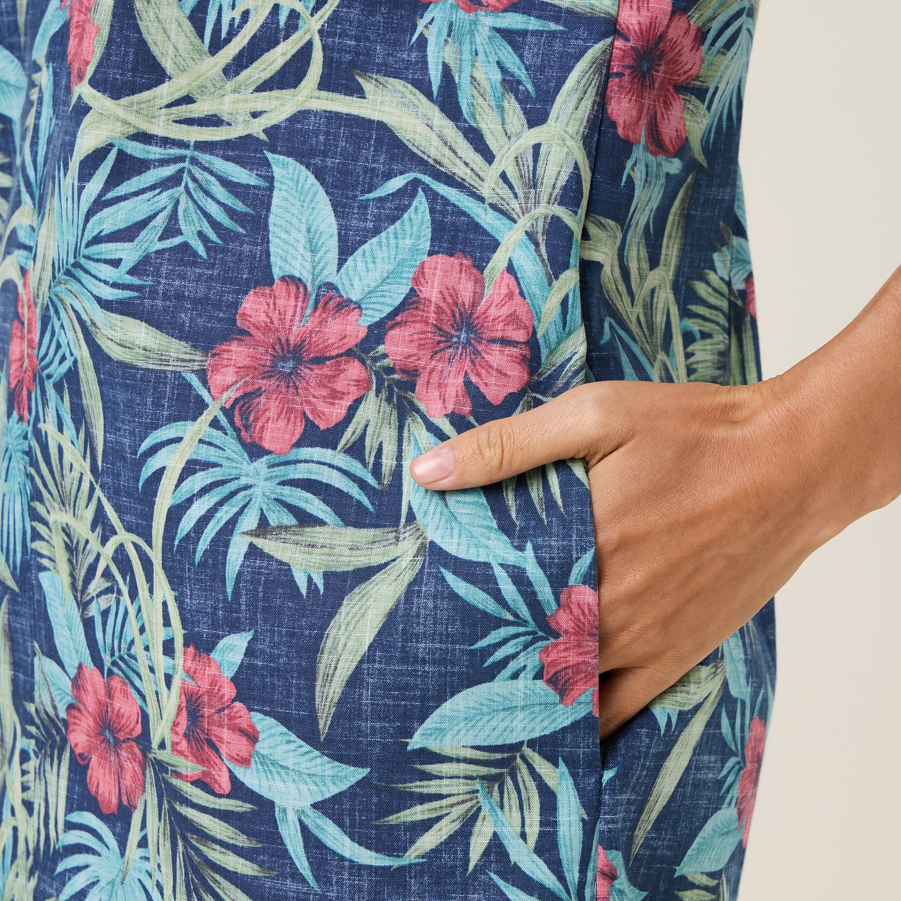 Reyn Spooner PALM FLORAL CATHERINE DRESS in NAVY