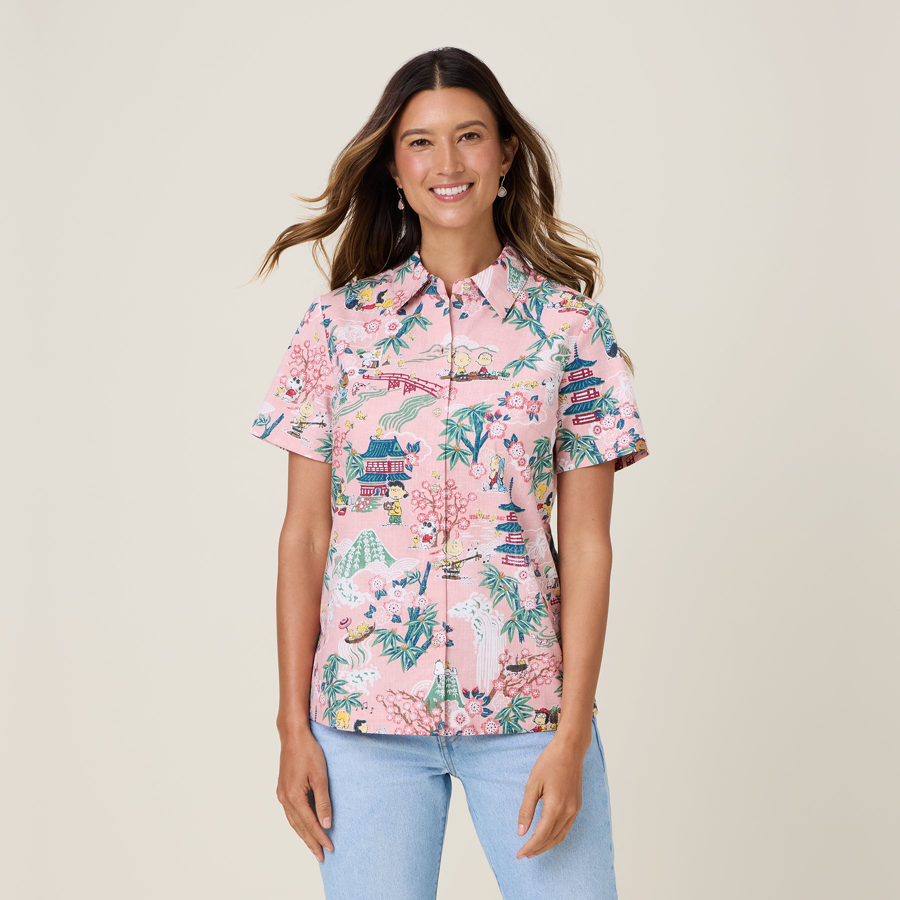 Reyn Spooner PEANUTS IN JAPAN ABBY TOP in PINK