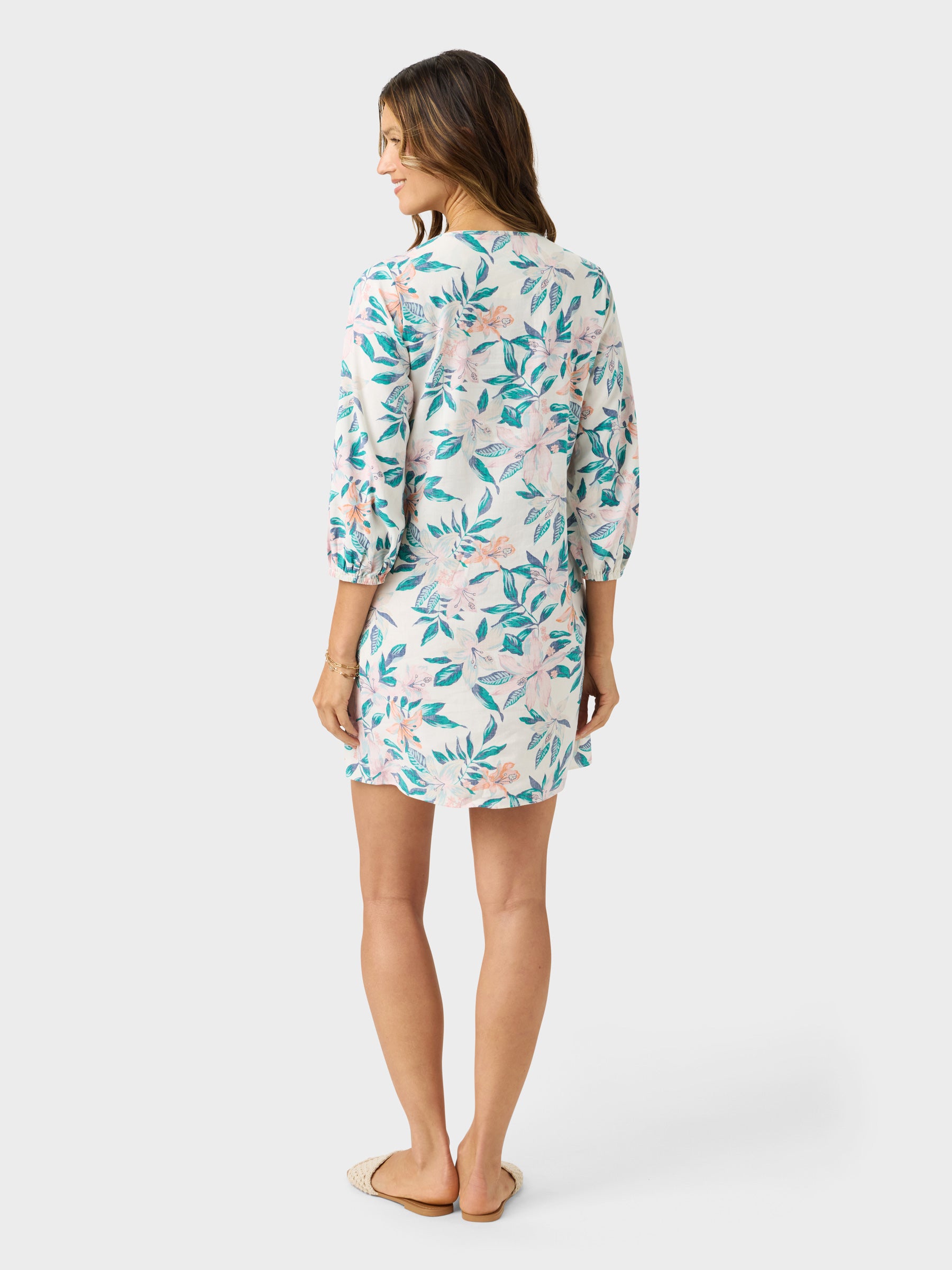 Reyn Spooner PUA BISCUS CAMILA DRESS in OFF WHITE