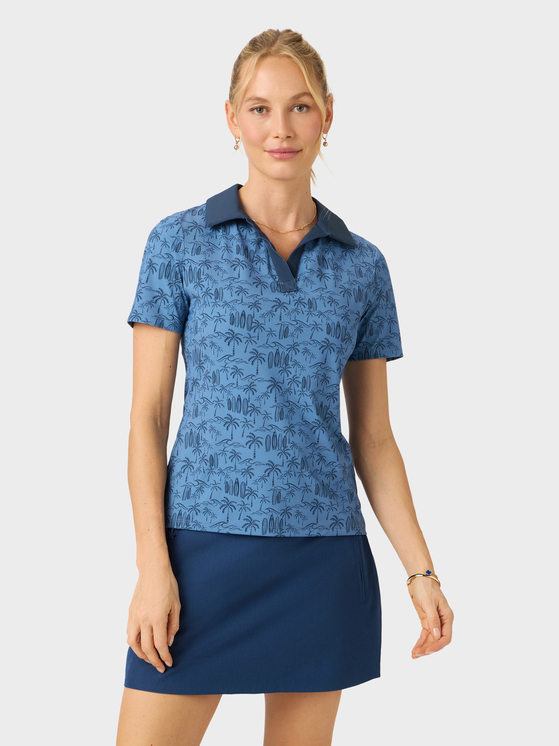 Reyn Spooner SURF BREAK MCKENNA PERFORMANCE POLO in MOONLIGHT BLUE