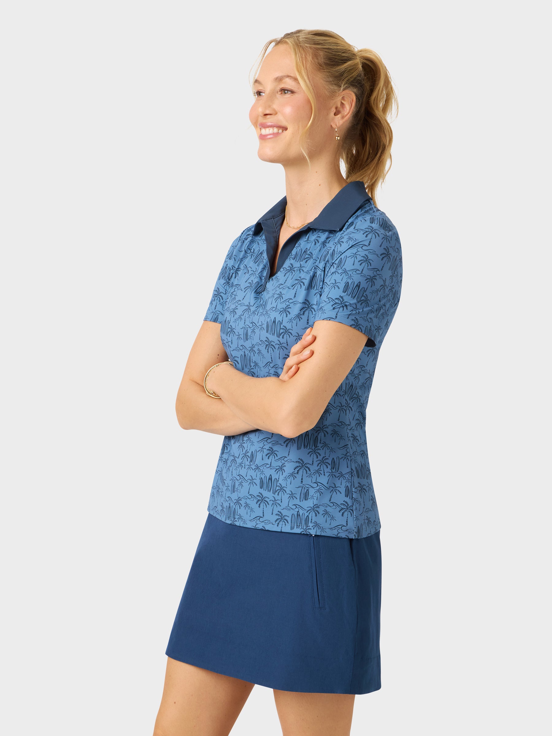 Reyn Spooner SURF BREAK MCKENNA PERFORMANCE POLO in MOONLIGHT BLUE