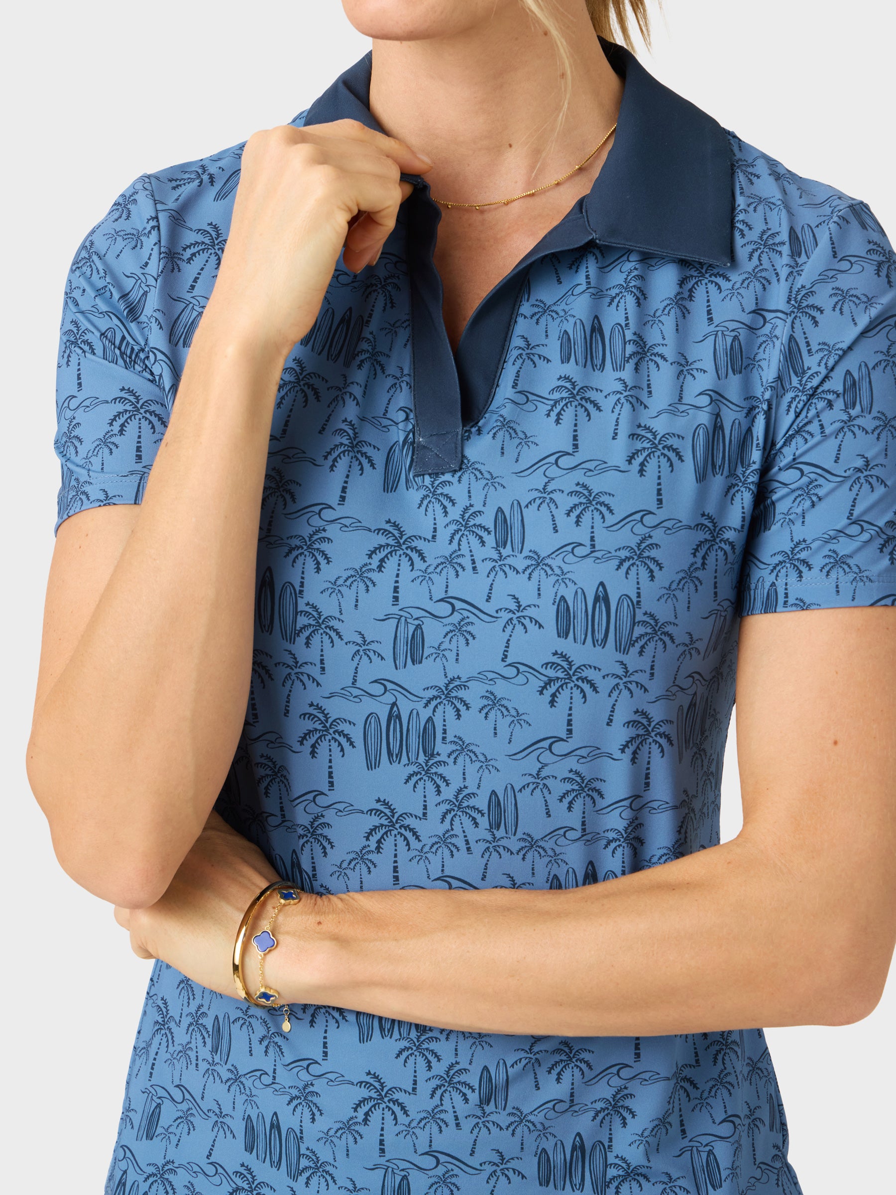 Reyn Spooner SURF BREAK MCKENNA PERFORMANCE POLO in MOONLIGHT BLUE