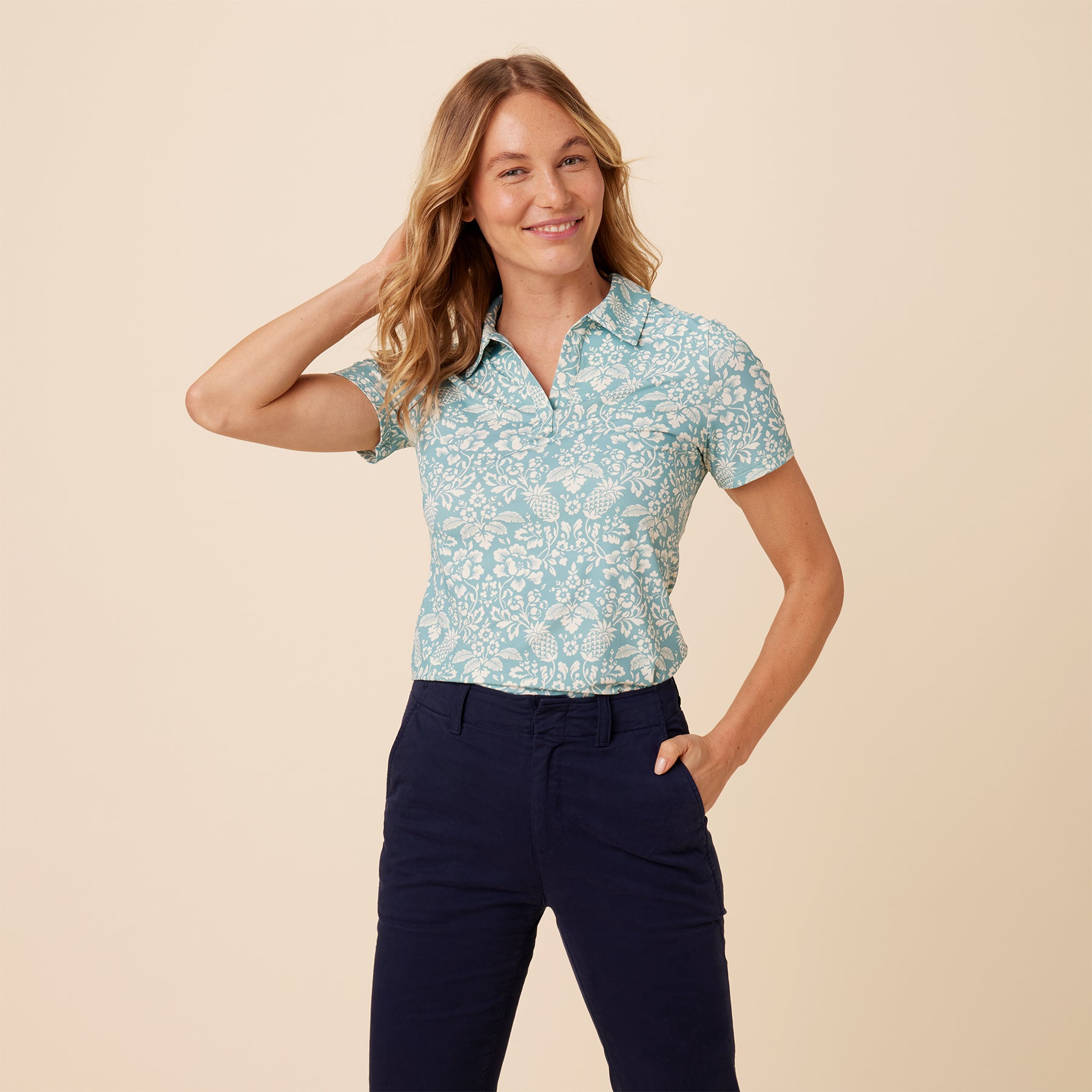 Reyn Spooner OAHU HARVEST JOHNNY COLLAR POLO in DUSTY TURQUOISE