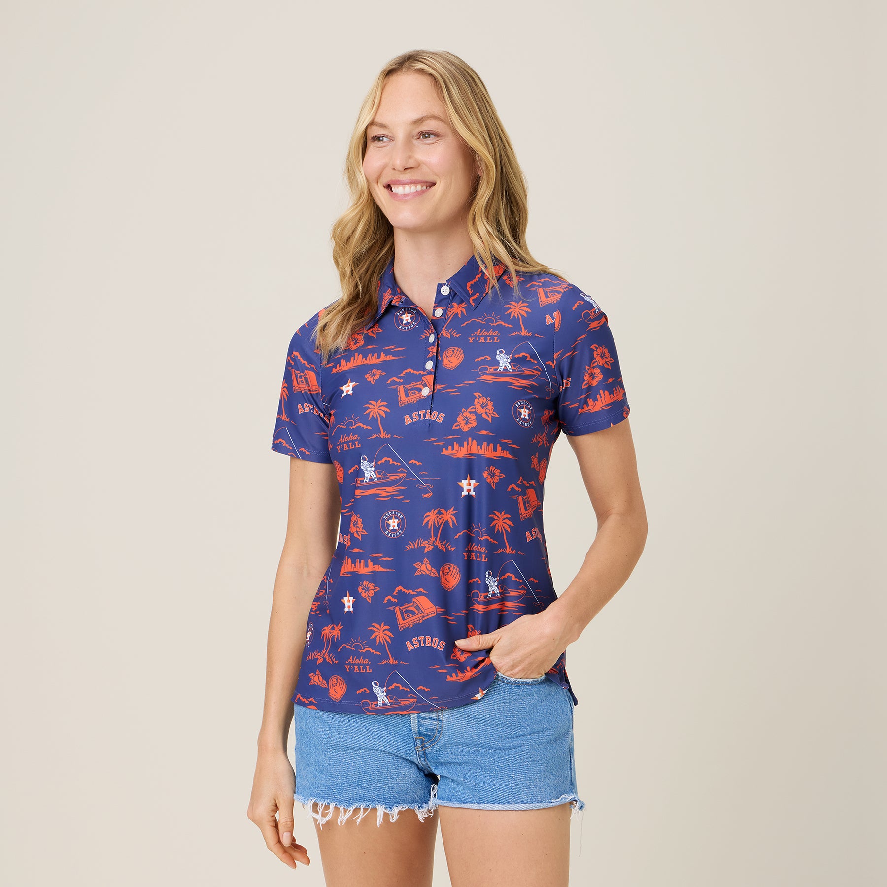 Reyn Spooner MLB® WOMEN'S HOUSTON ASTROS HOMETOWN PERFORMANCE POLO in NAVY
