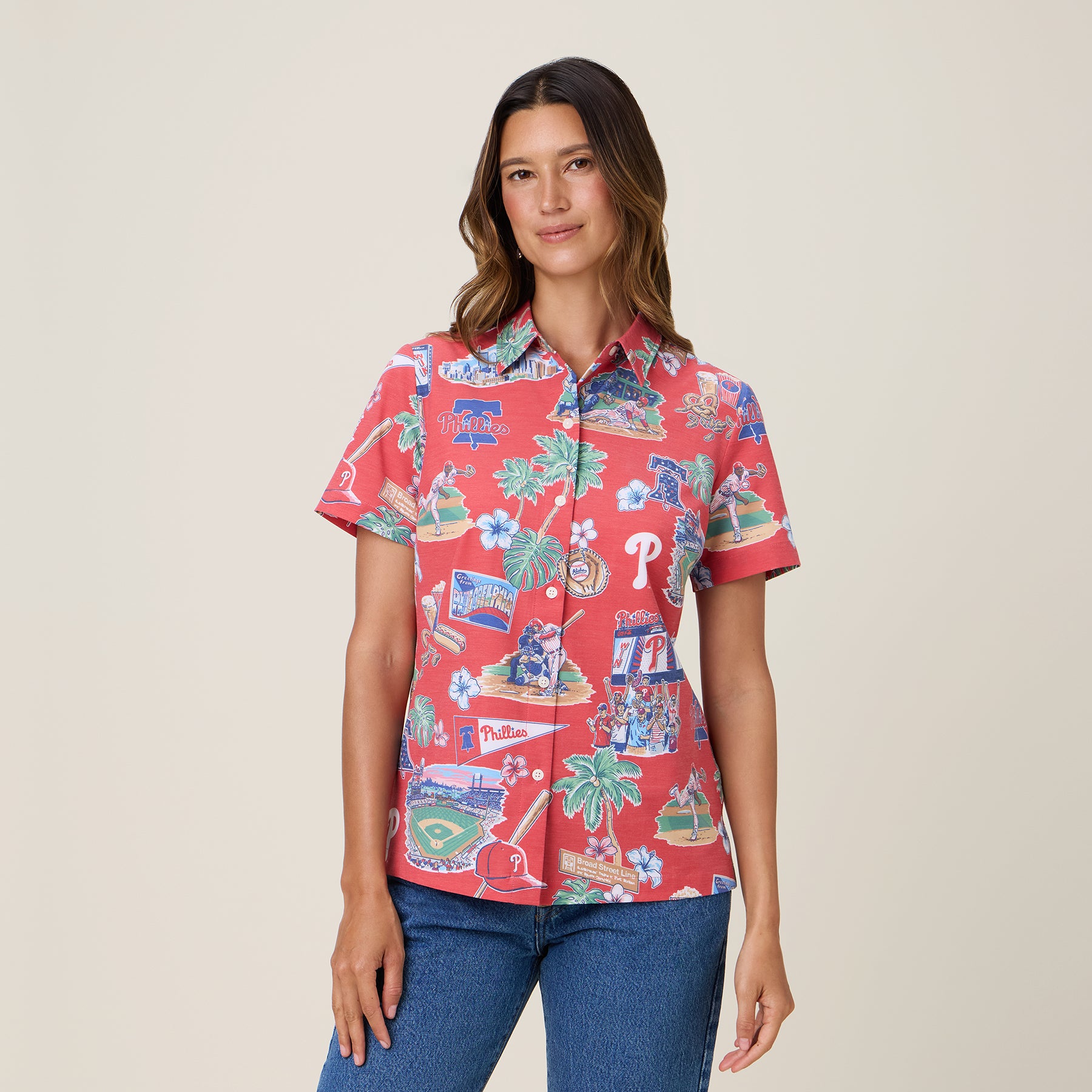 Reyn Spooner MLB® WOMEN'S PHILADELPHIA PHILLIES SCENIC PERFORMANCE BUTTON FRONT in SCENIC