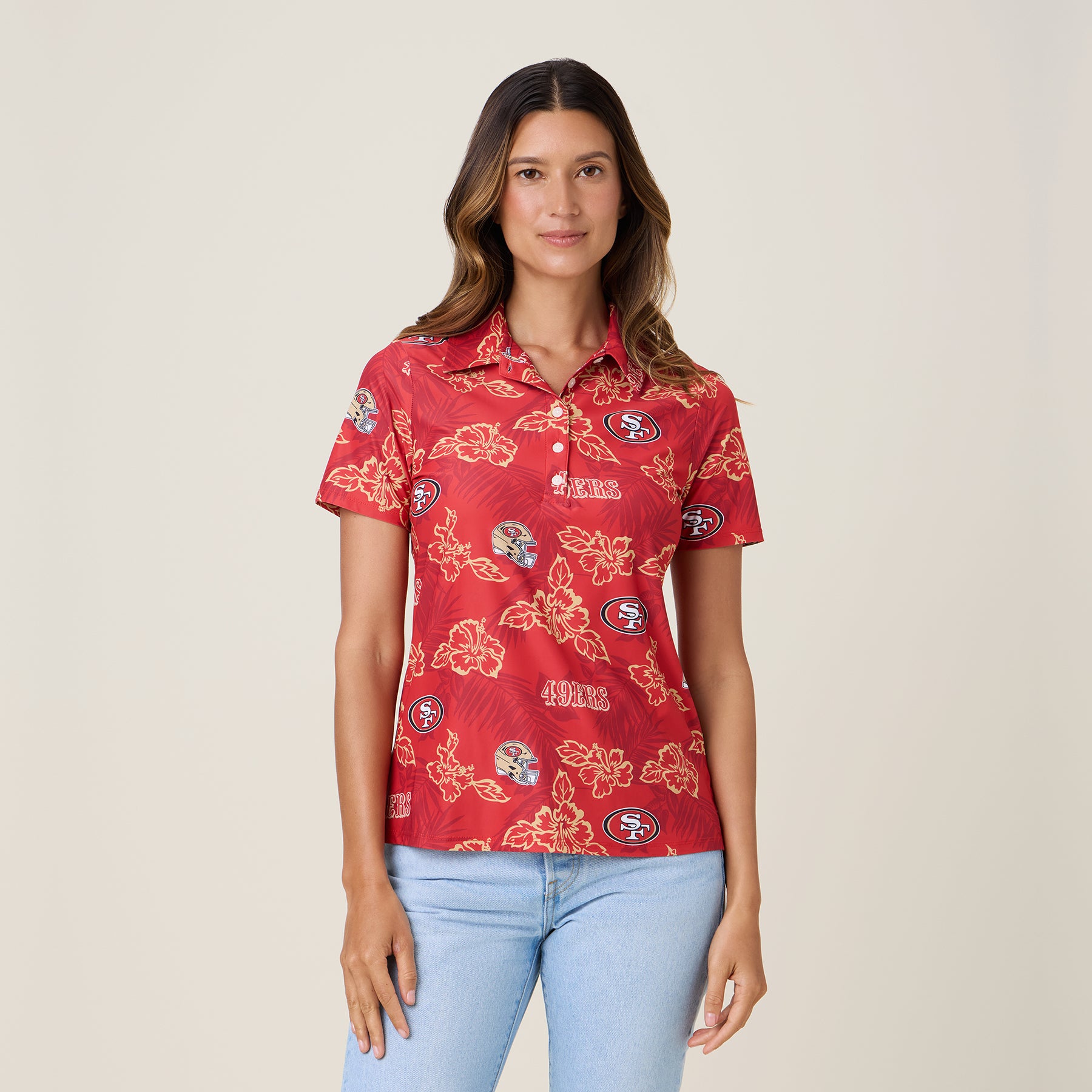 Reyn Spooner WOMEN'S SAN FRANCISCO 49ERS GAME DAY PERFORMANCE POLO in RED
