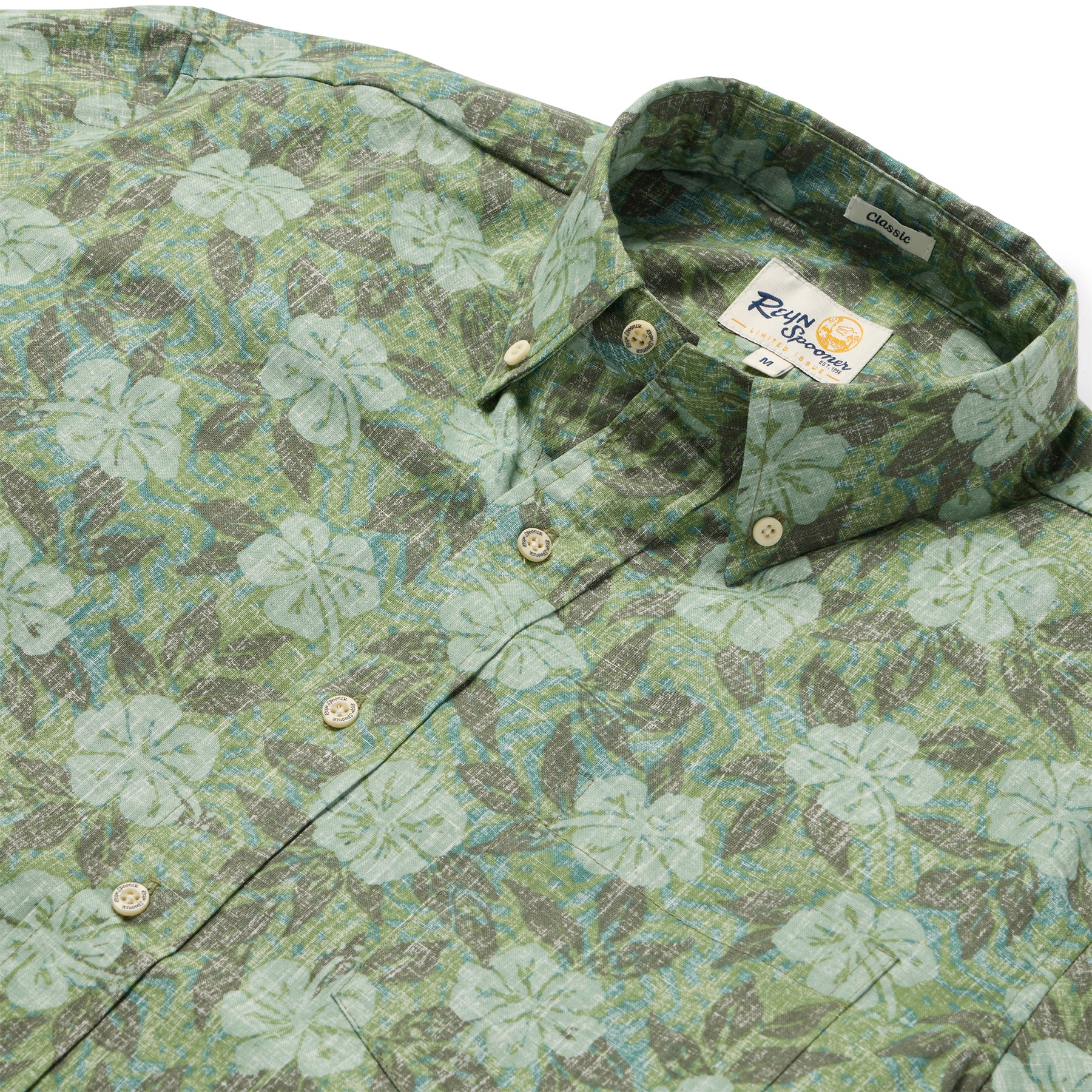 Reyn Spooner BISCUS WEAVE BUTTON FRONT in HEDGEGREEN