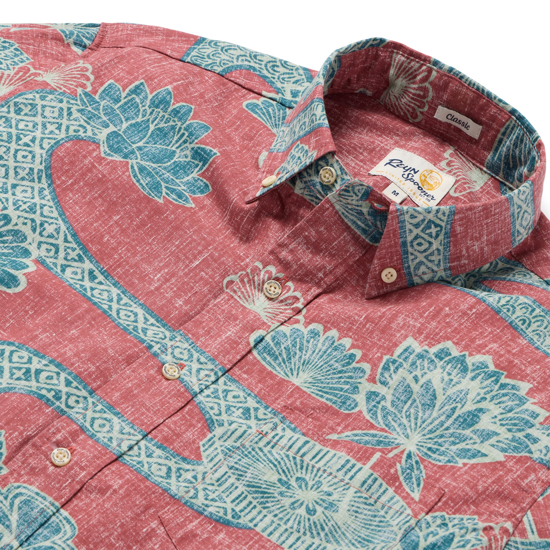 Reyn Spooner LOTUS GROOVES BUTTON FRONT in FADED GINGER