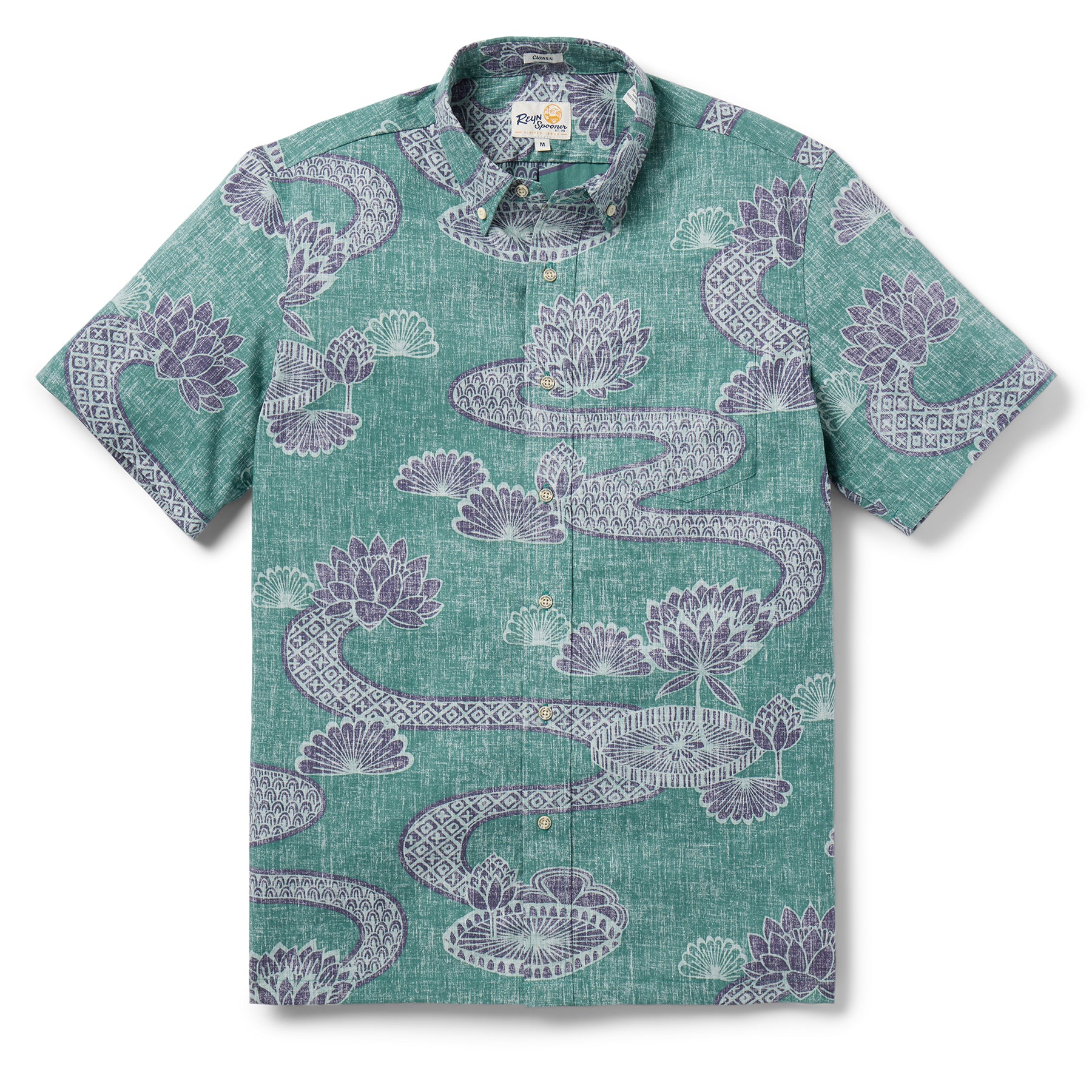 Reyn Spooner LOTUS GROOVES BUTTON FRONT in SAGEBRUSH