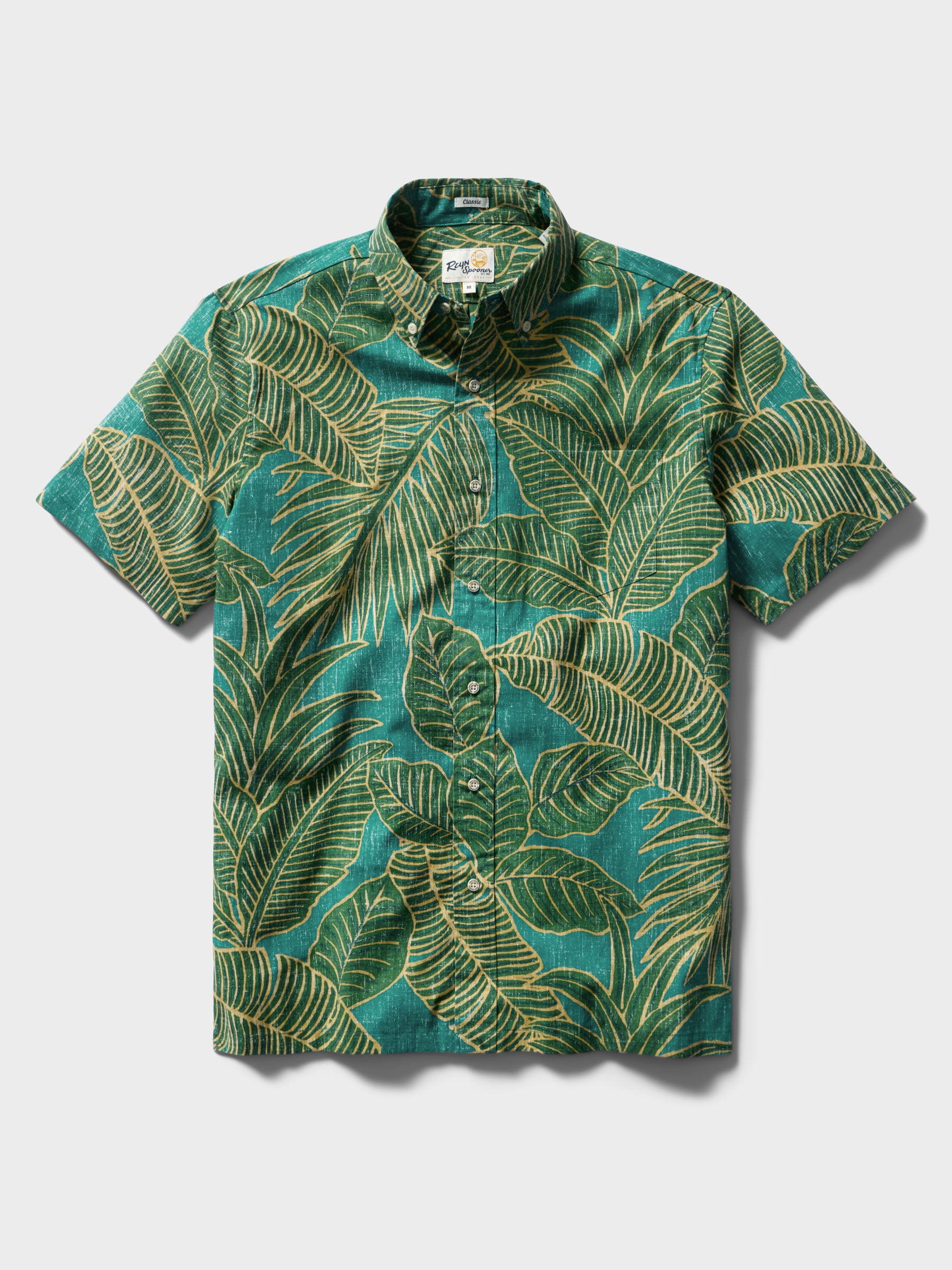 Reyn Spooner FOREST FOLIAGE BUTTON FRONT in GREEN SEA