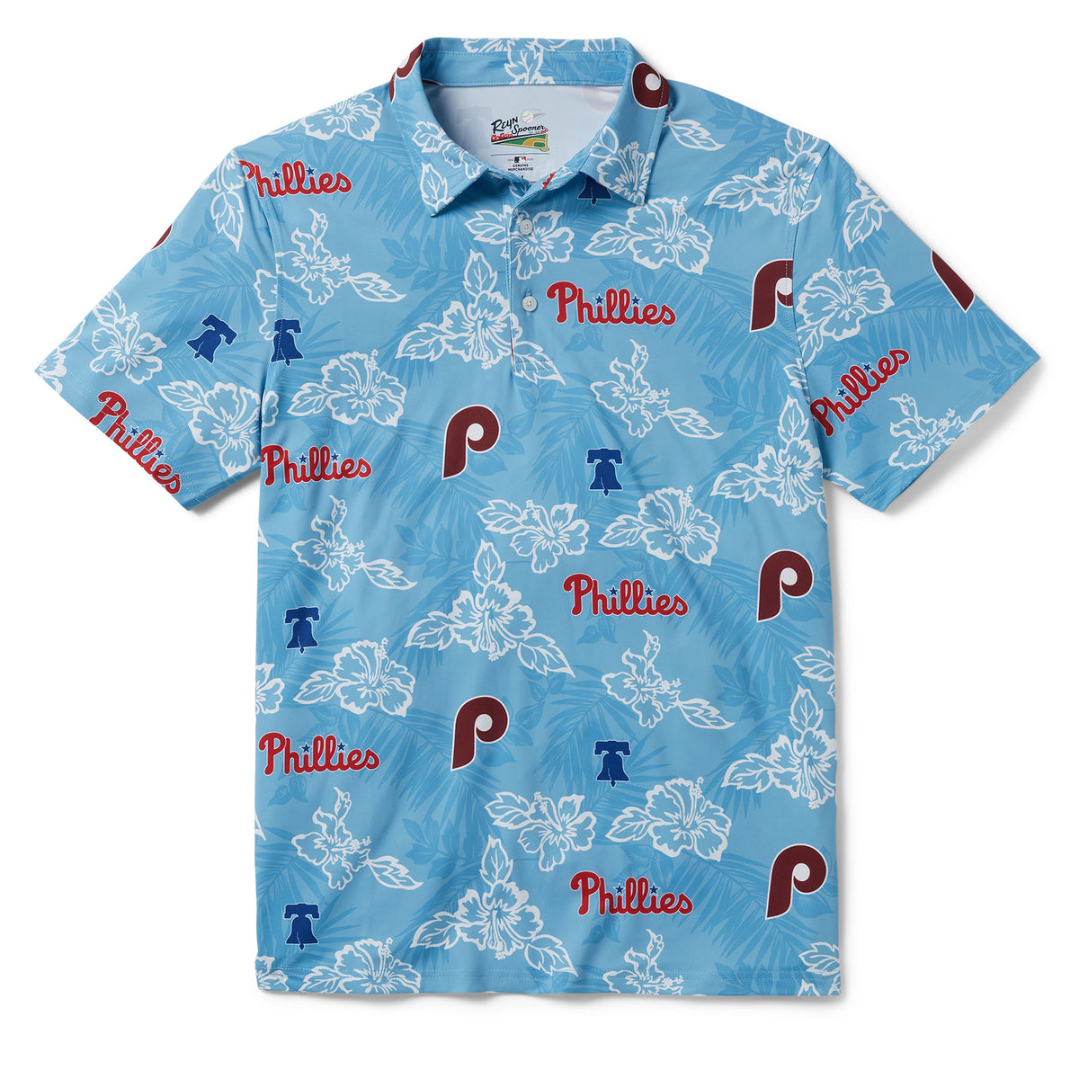 Men's Reyn Spooner Light Blue Philadelphia Phillies Performance Polo Size: Small