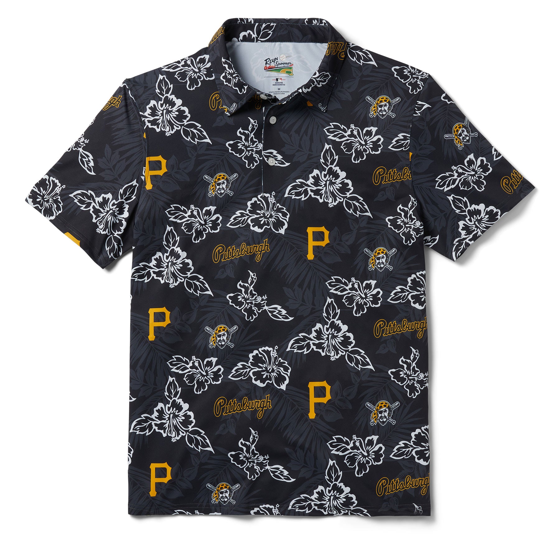 Reyn Spooner PITTSBURGH PIRATES PUA PERFORMANCE POLO in BLACK