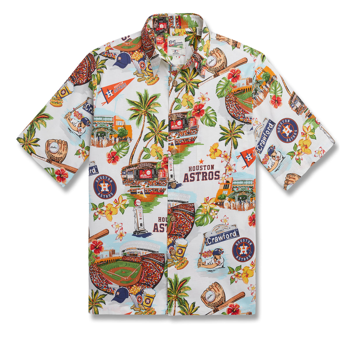 Men's Reyn Spooner White Houston Astros scenic Button-Up Shirt Size: 3XL