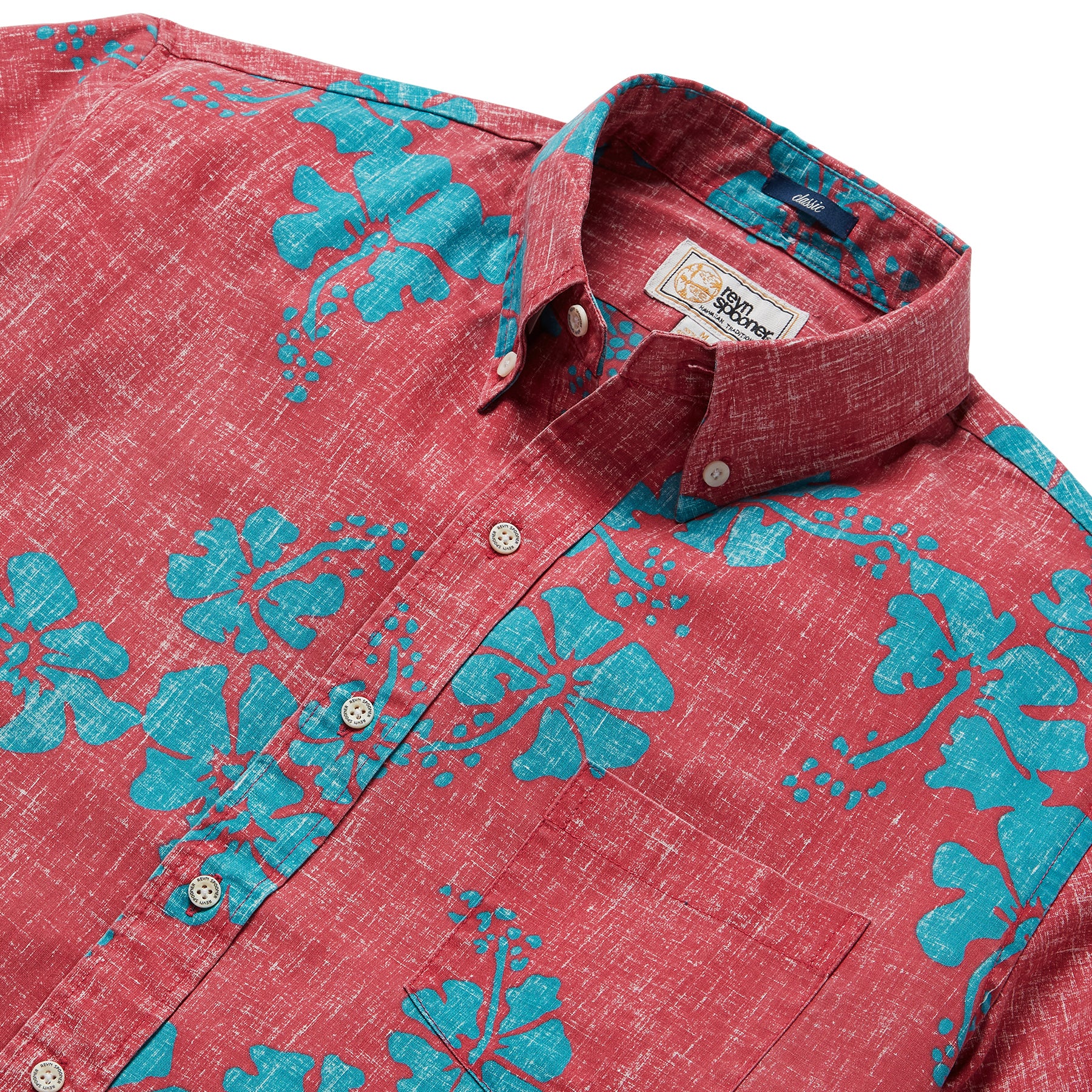 Reyn Spooner 50TH STATE FLOWER BUTTON FRONT in RED