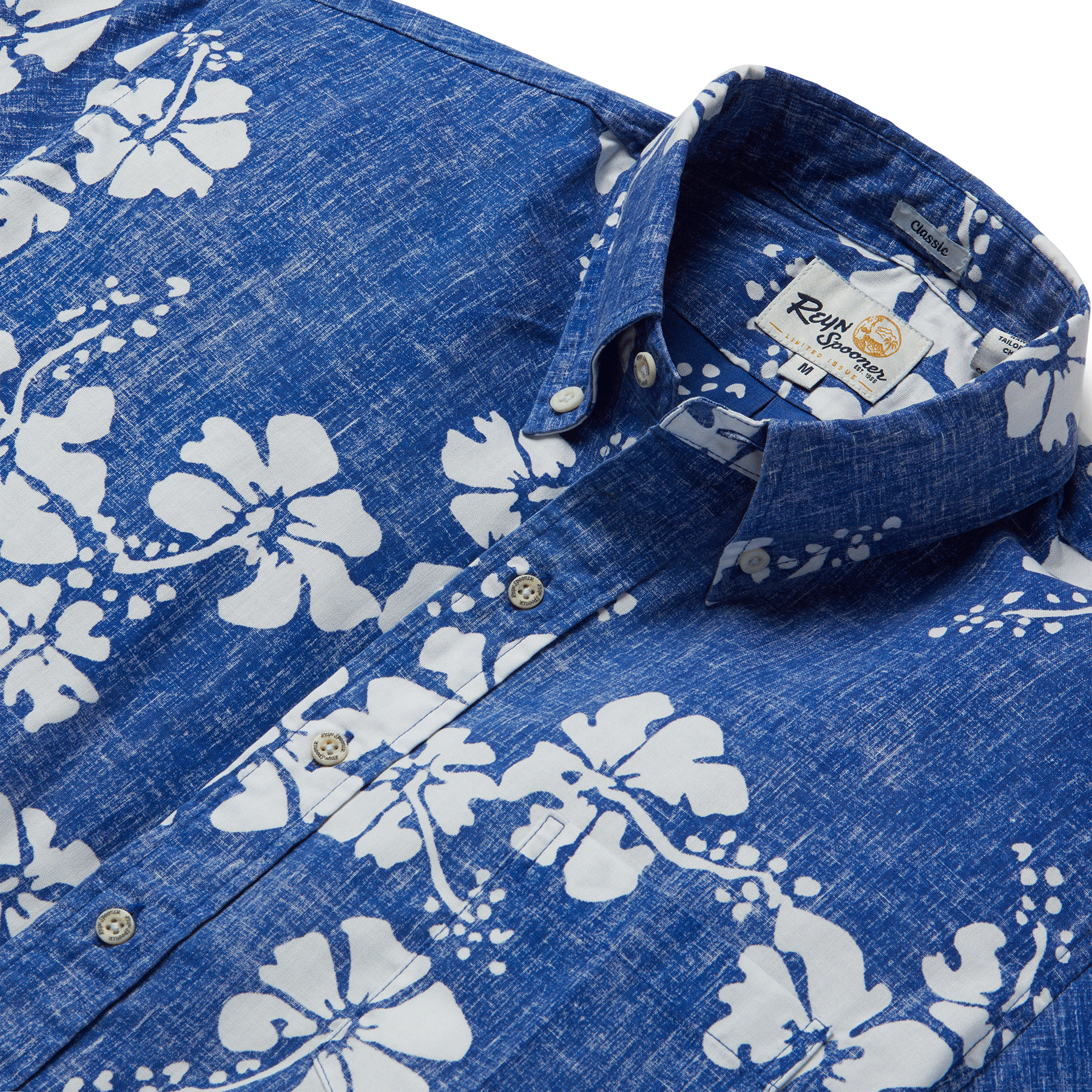 Reyn Spooner 50TH STATE FLOWER BUTTON FRONT in BLUE