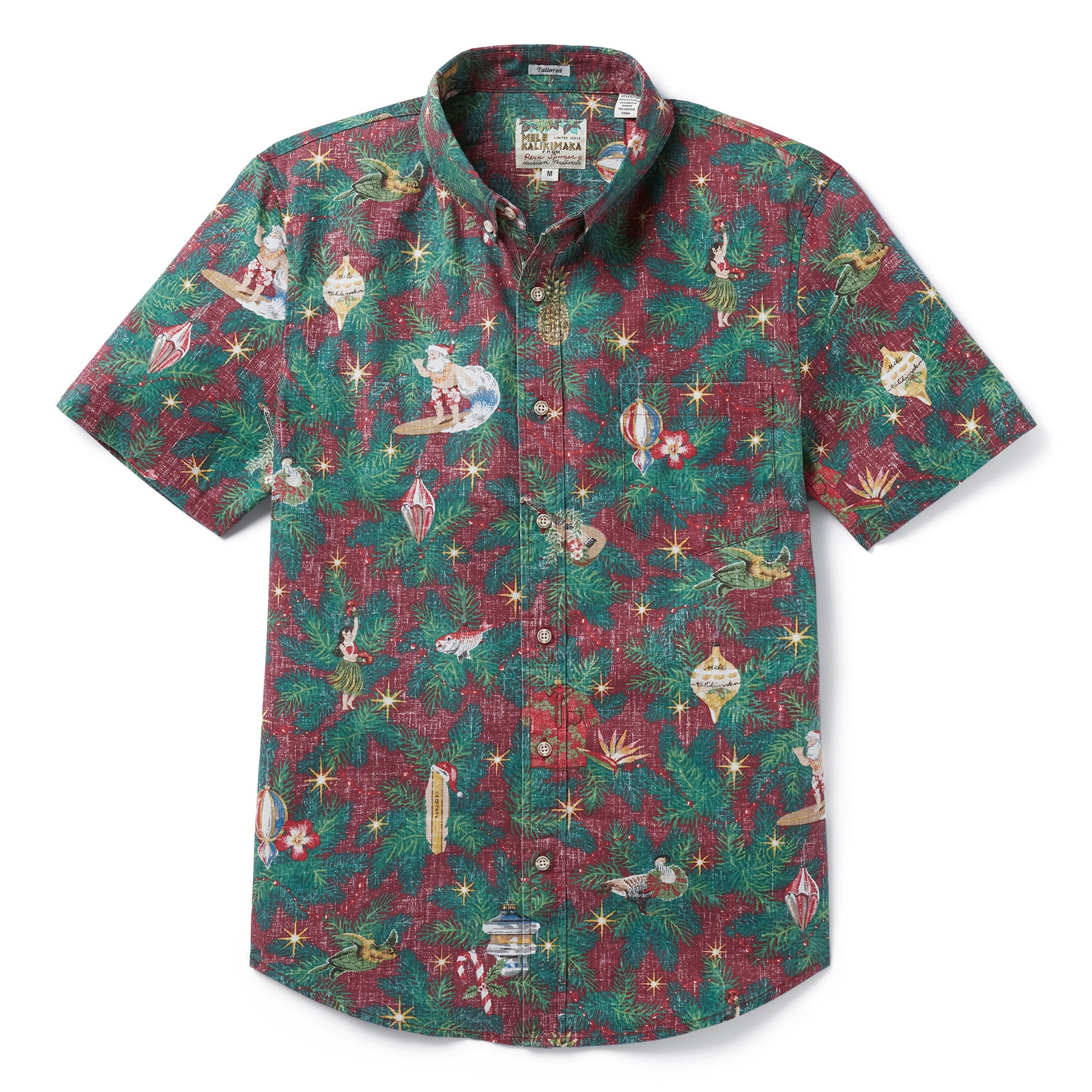 Reyn Spooner HAWAIIAN CHRISTMAS 2022 TAILORED in DEEP RED