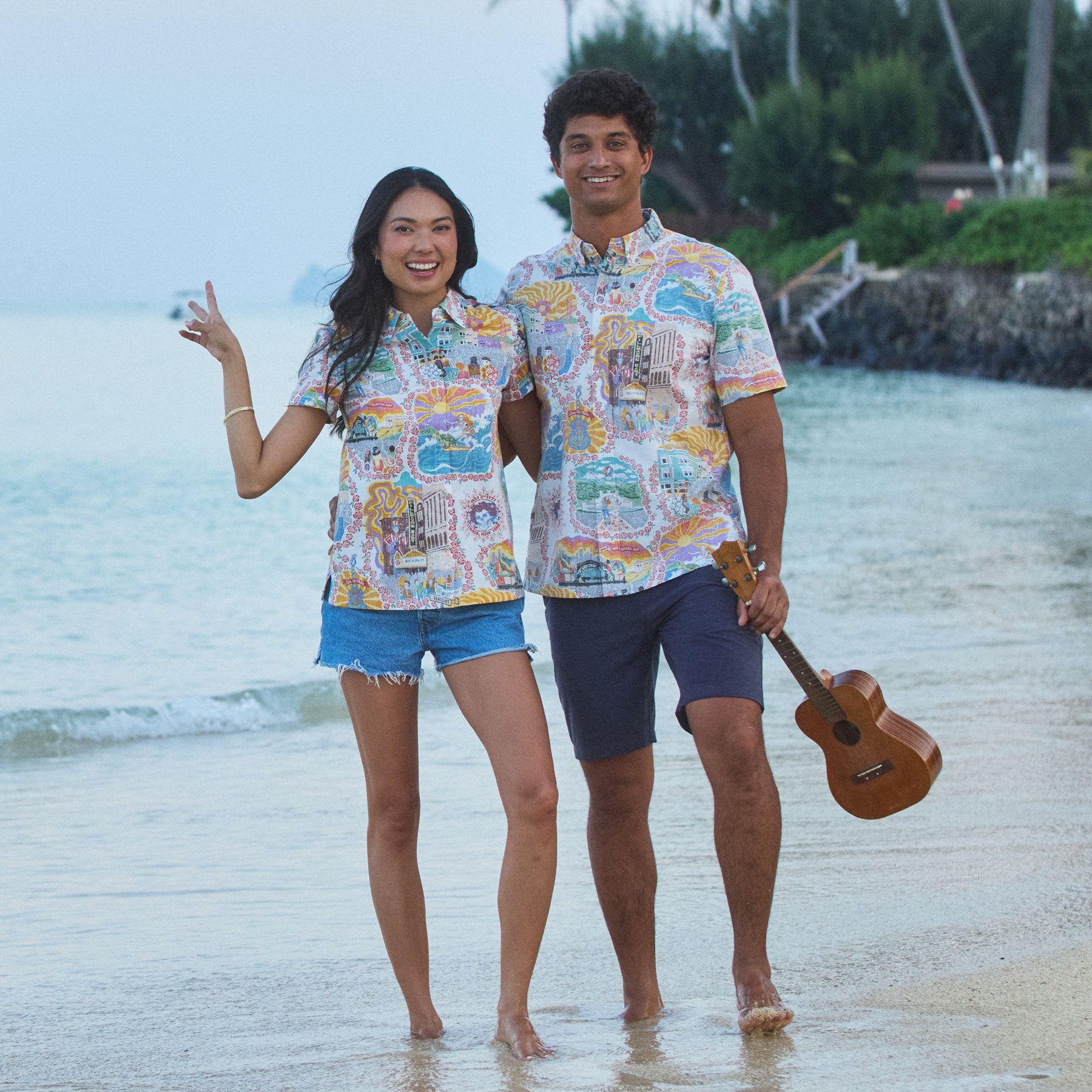 Reyn Spooner GRATEFUL DEAD LEGENDARY SHOWS ABBY TOP in WHITE