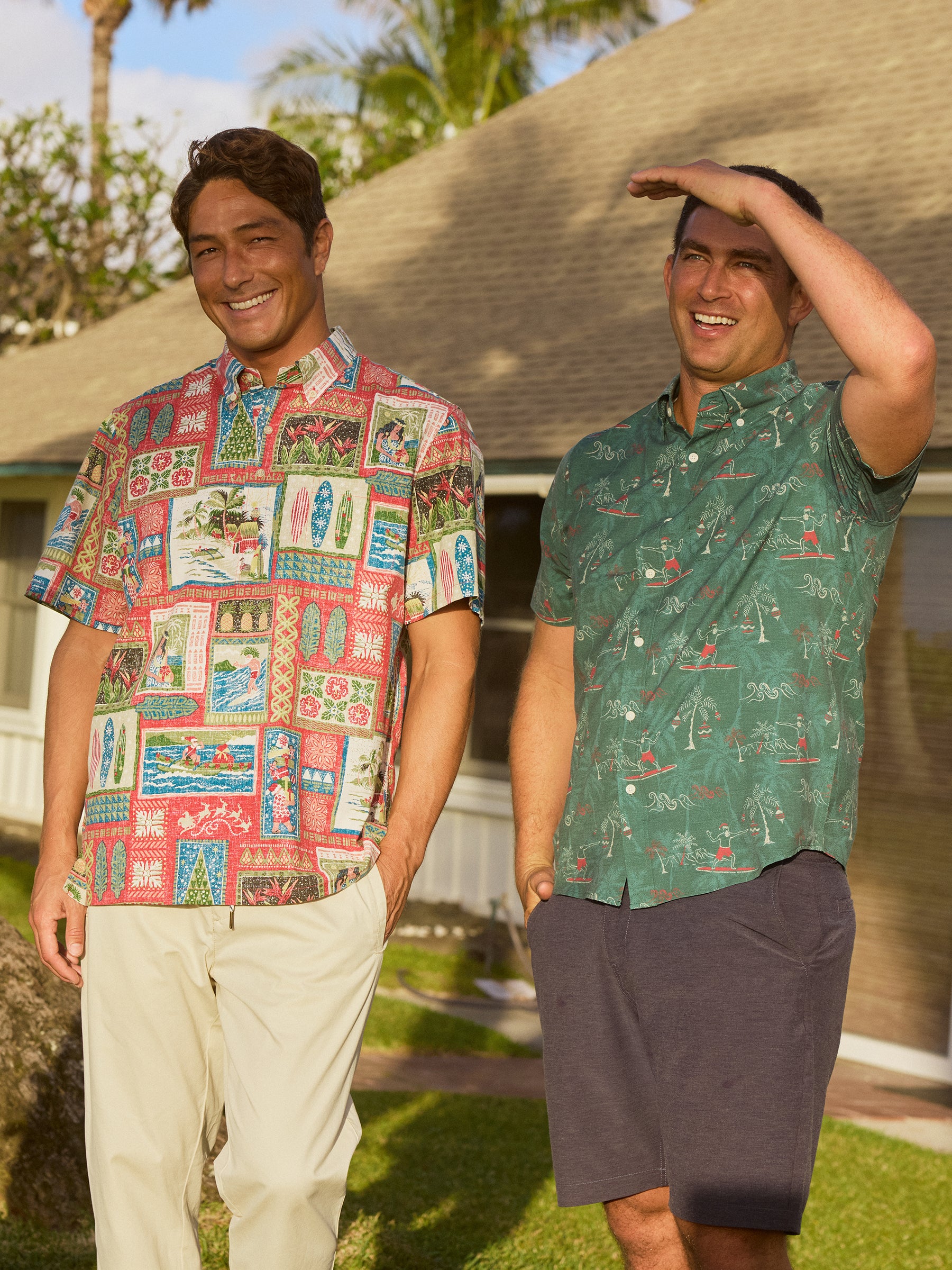 SURFIN' SANTA MEN'S PERFORMANCE ALOHA SHIRT | Reyn Spooner