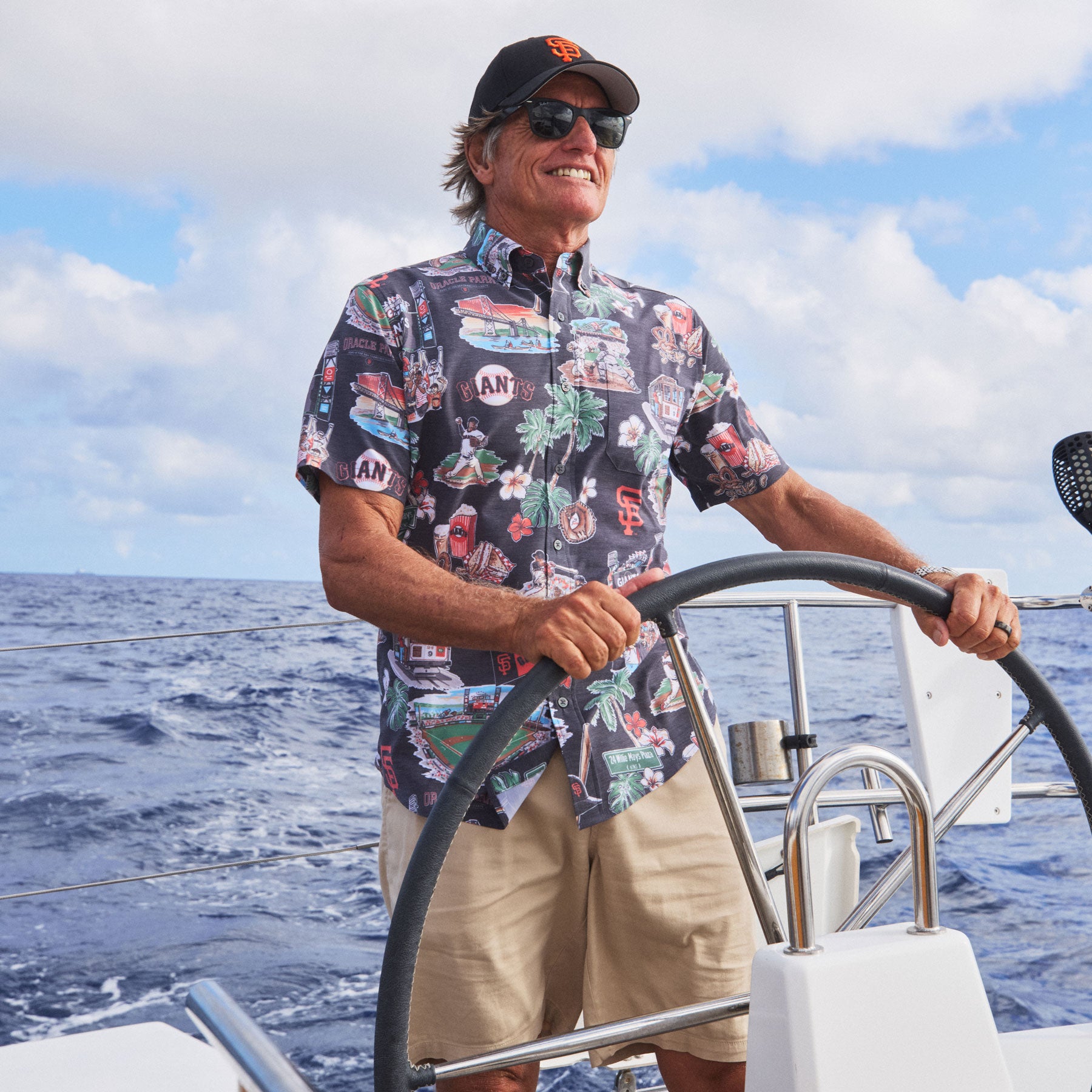 40s〜50s Reyn’s Men’s Wear 七分丈ブルゾン ビンテージ MLB® SAN FRANCISCO GIANTS SCENIC PERFORMANCE ALOHA SHIRT – Reyn