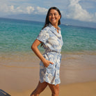 Reyn Spooner ALOHA BISCUS VIOLET DRESS in WHITE